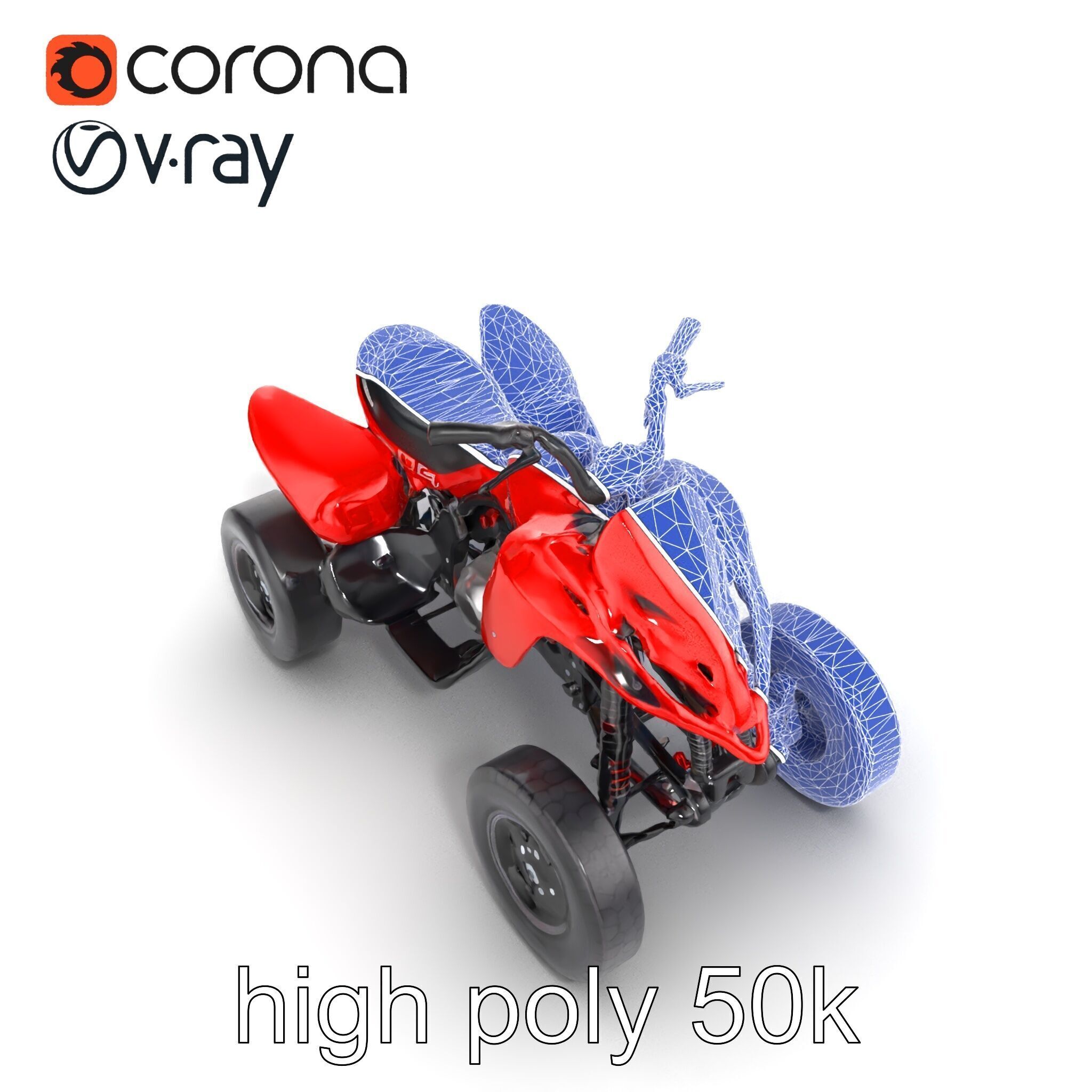 Glossy Red Racing Quad model pack Low-poly 3D model_26