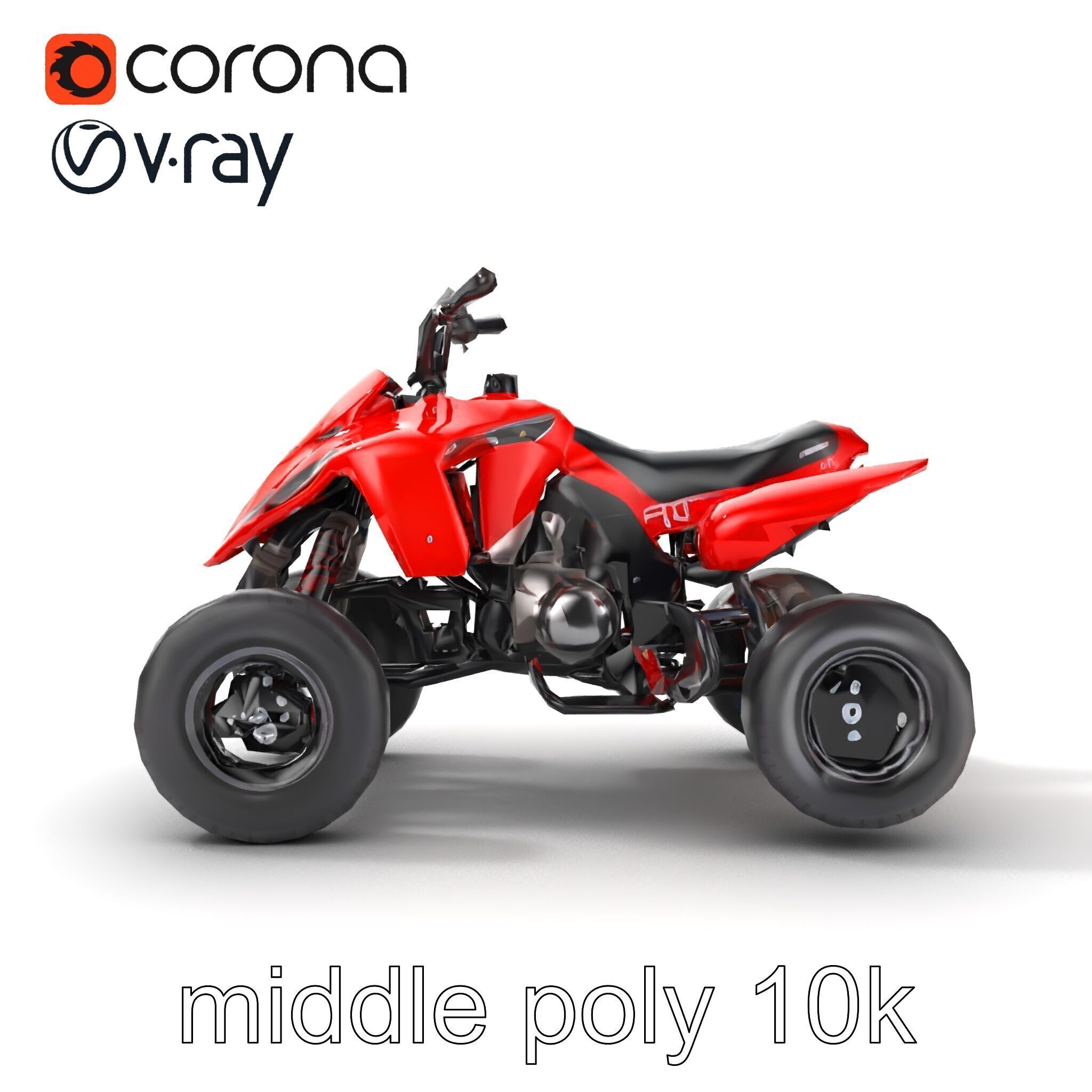 Glossy Red Racing Quad model pack Low-poly 3D model_15