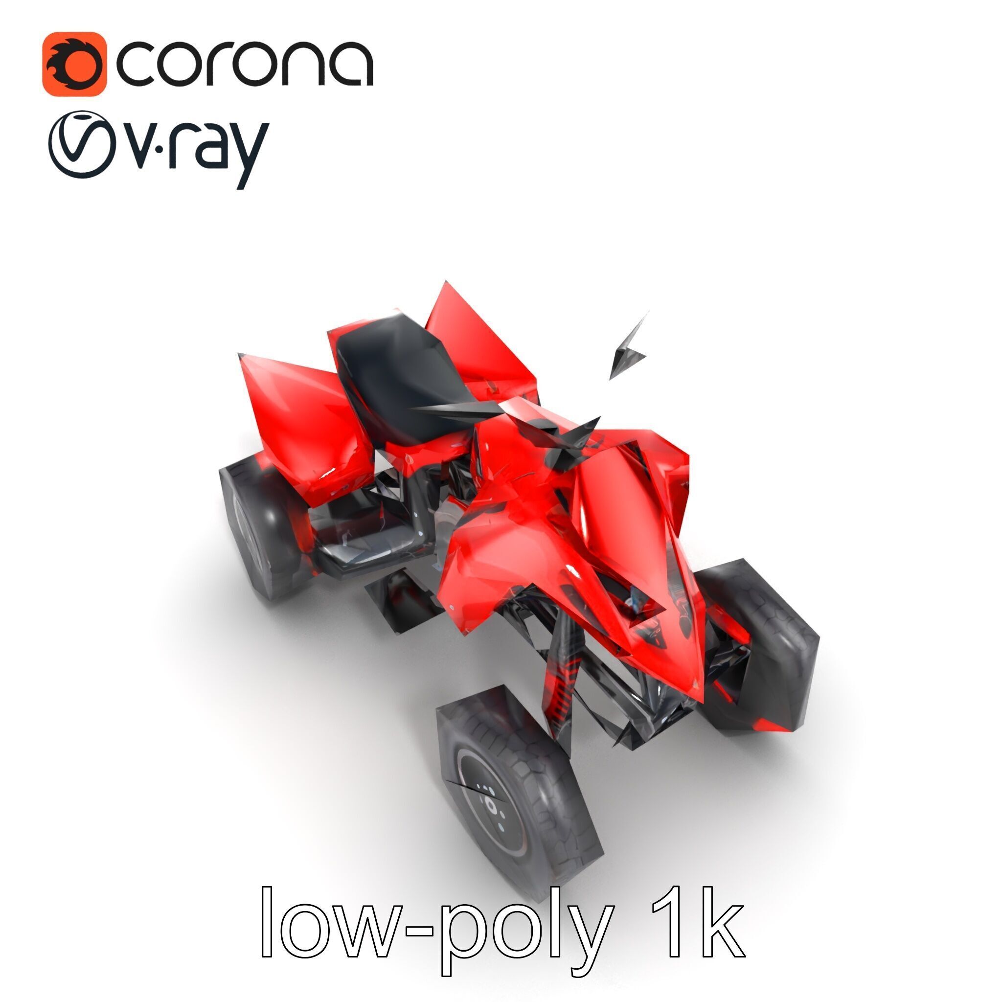 Glossy Red Racing Quad model pack Low-poly 3D model_19