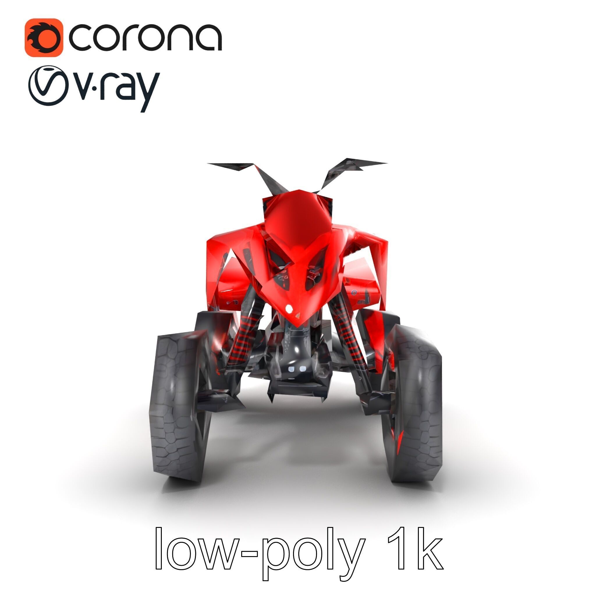Glossy Red Racing Quad model pack Low-poly 3D model_30
