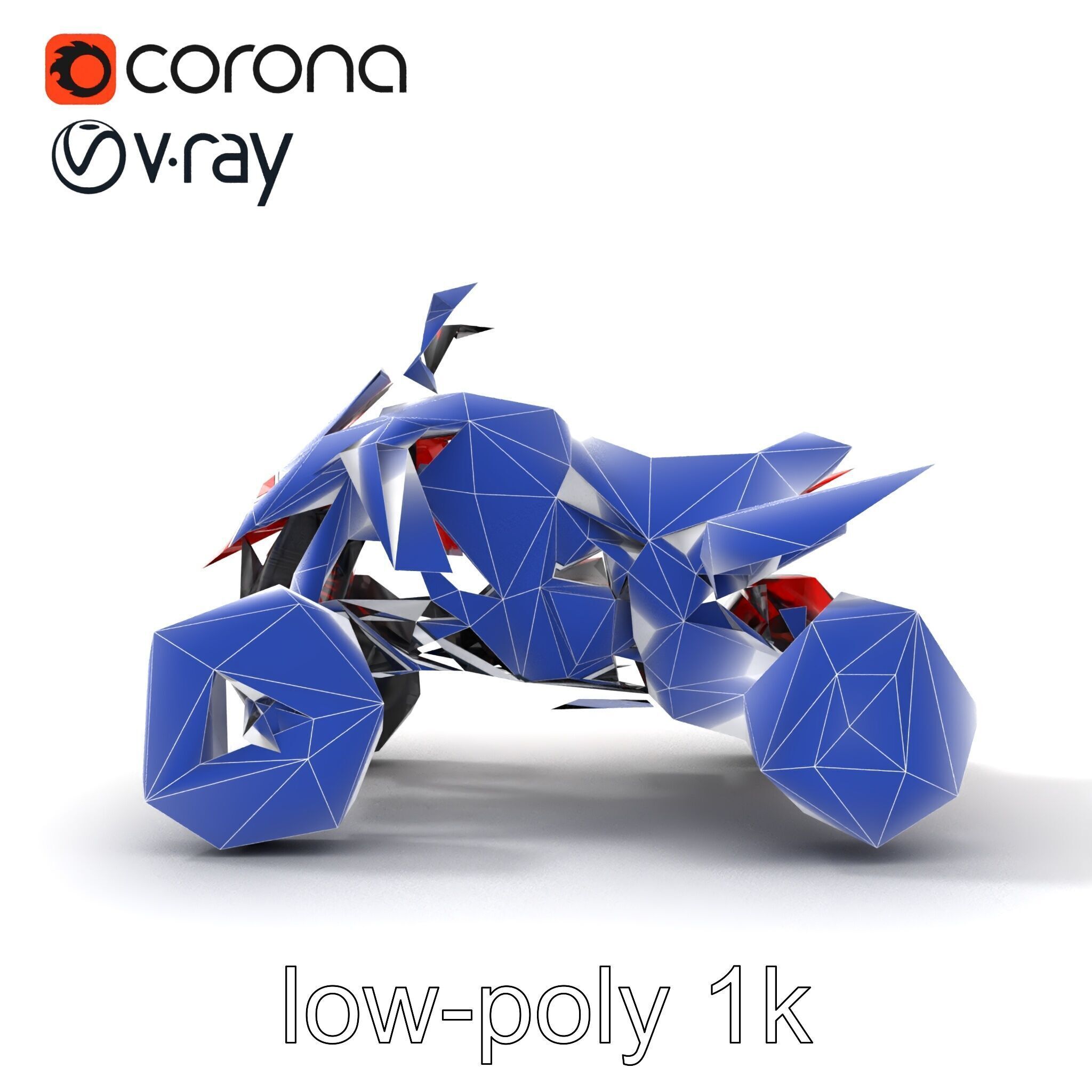 Glossy Red Racing Quad model pack Low-poly 3D model_31