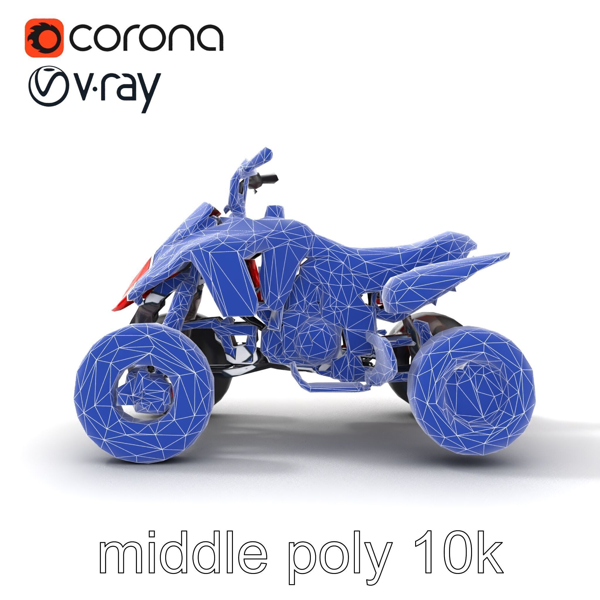 Glossy Red Racing Quad model pack Low-poly 3D model_17