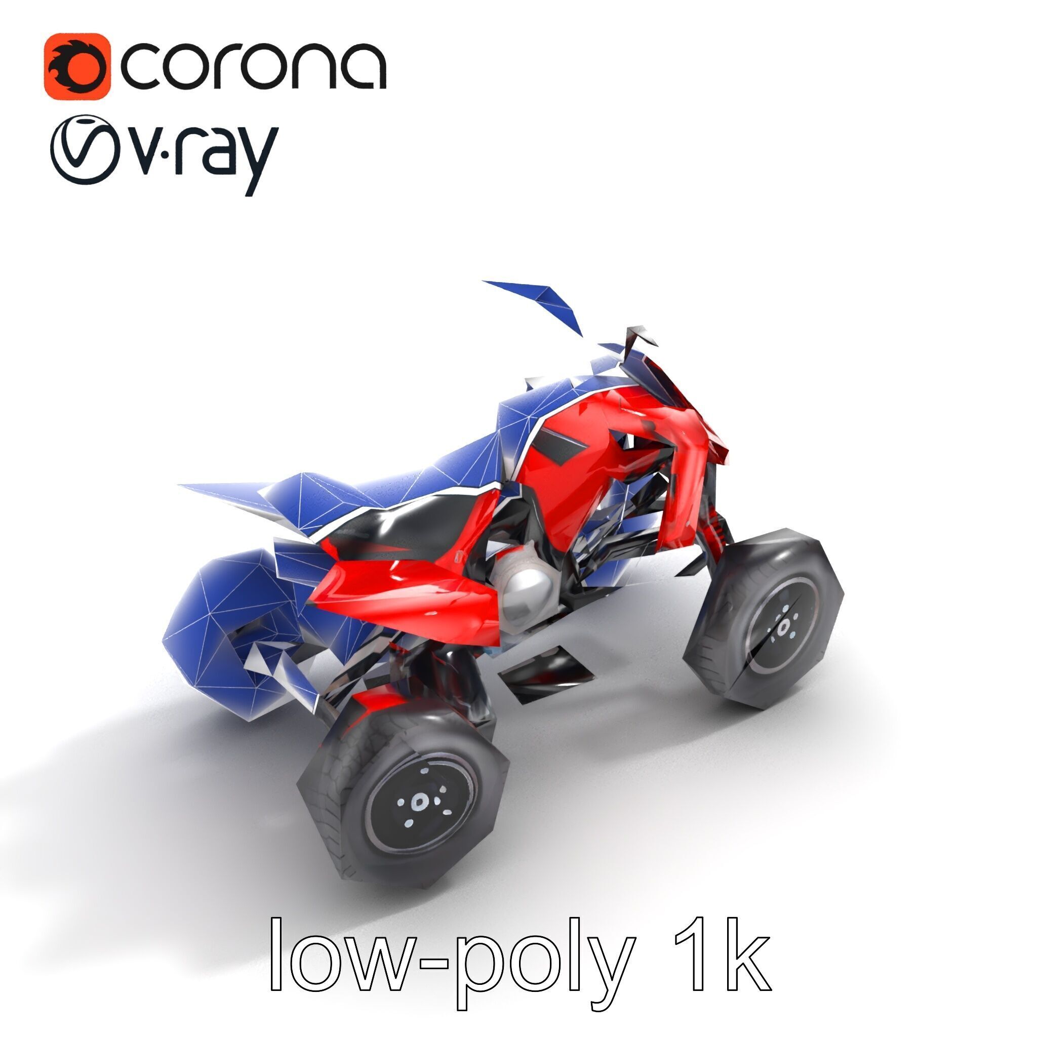 Glossy Red Racing Quad model pack Low-poly 3D model_14
