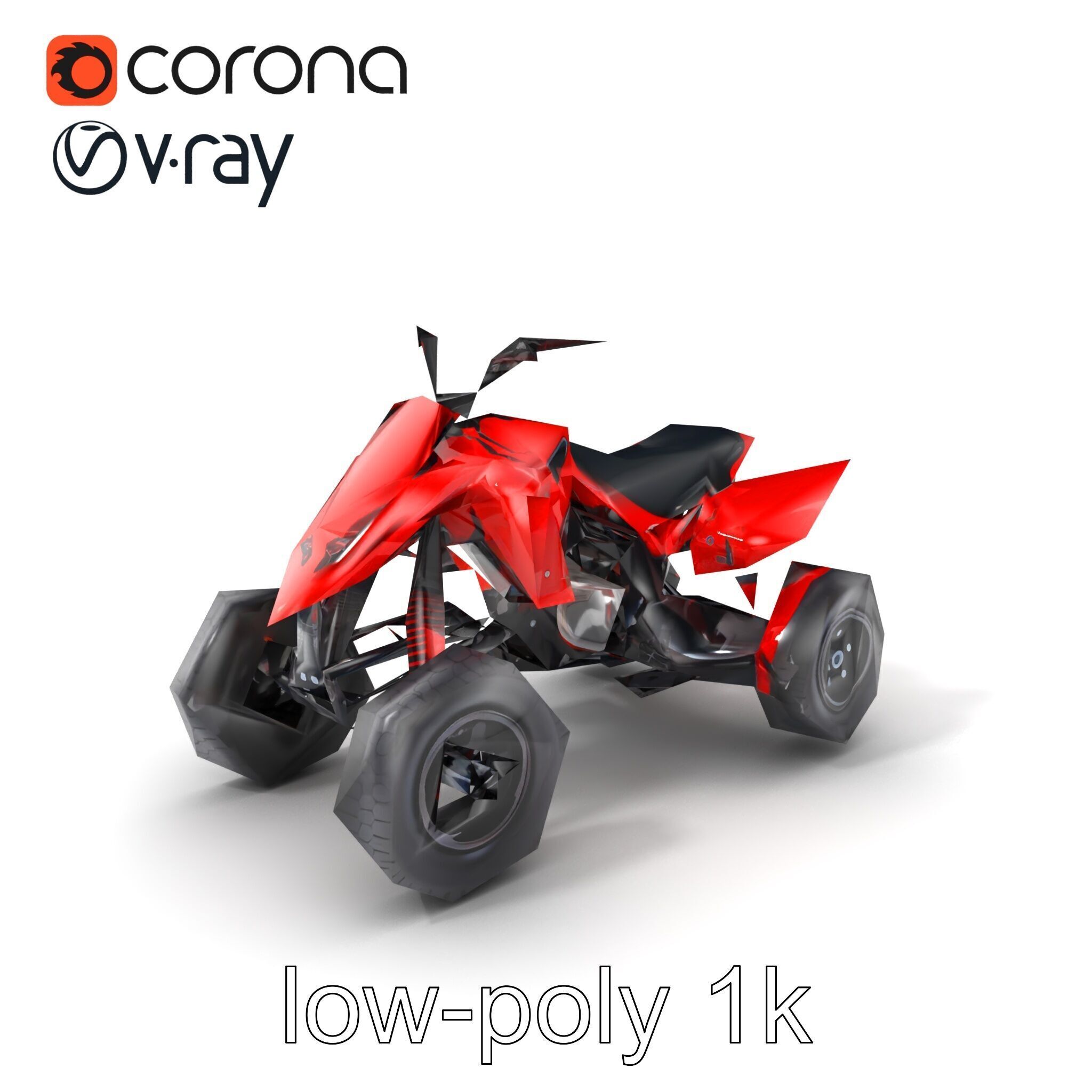Glossy Red Racing Quad model pack Low-poly 3D model_5
