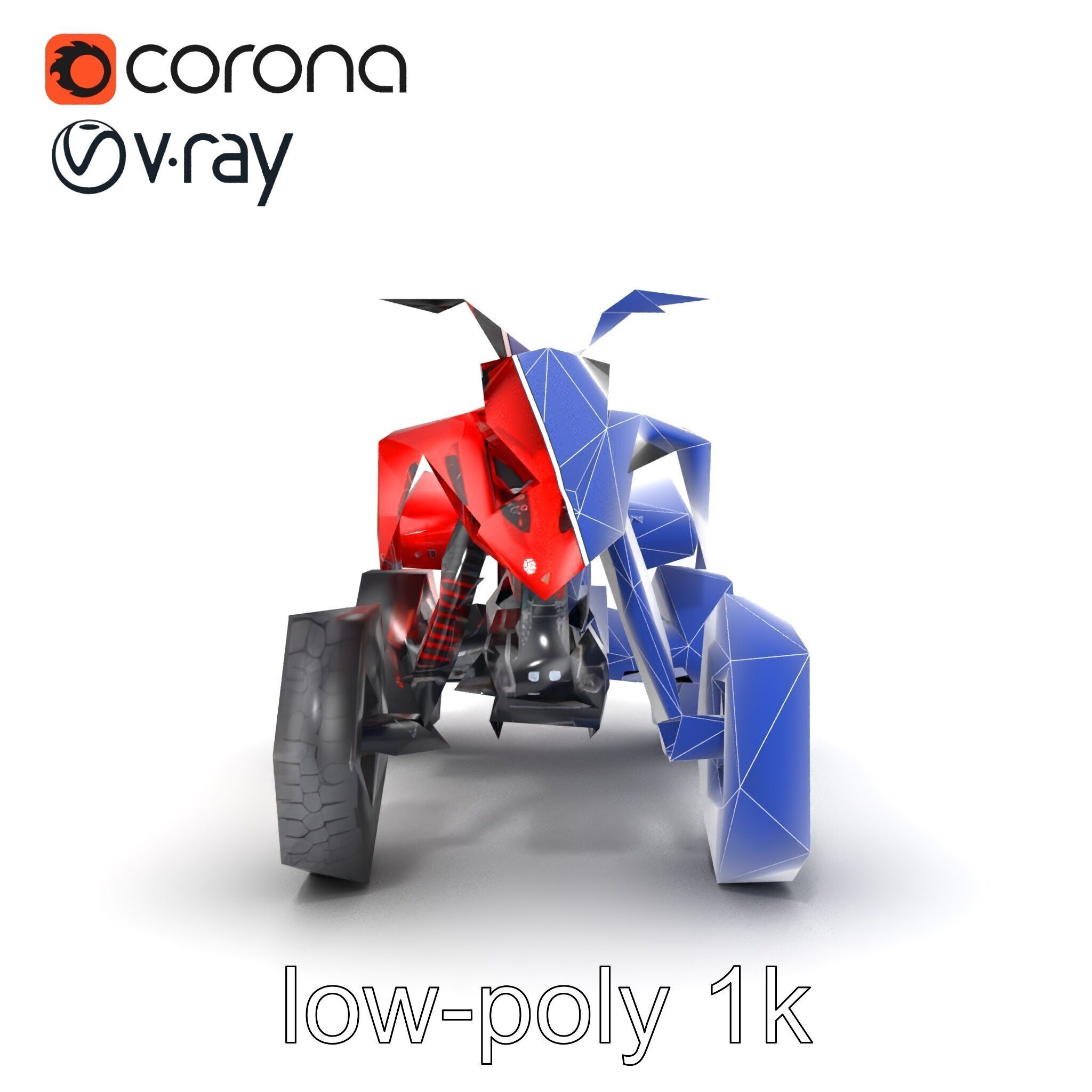 Glossy Red Racing Quad model pack Low-poly 3D model_27