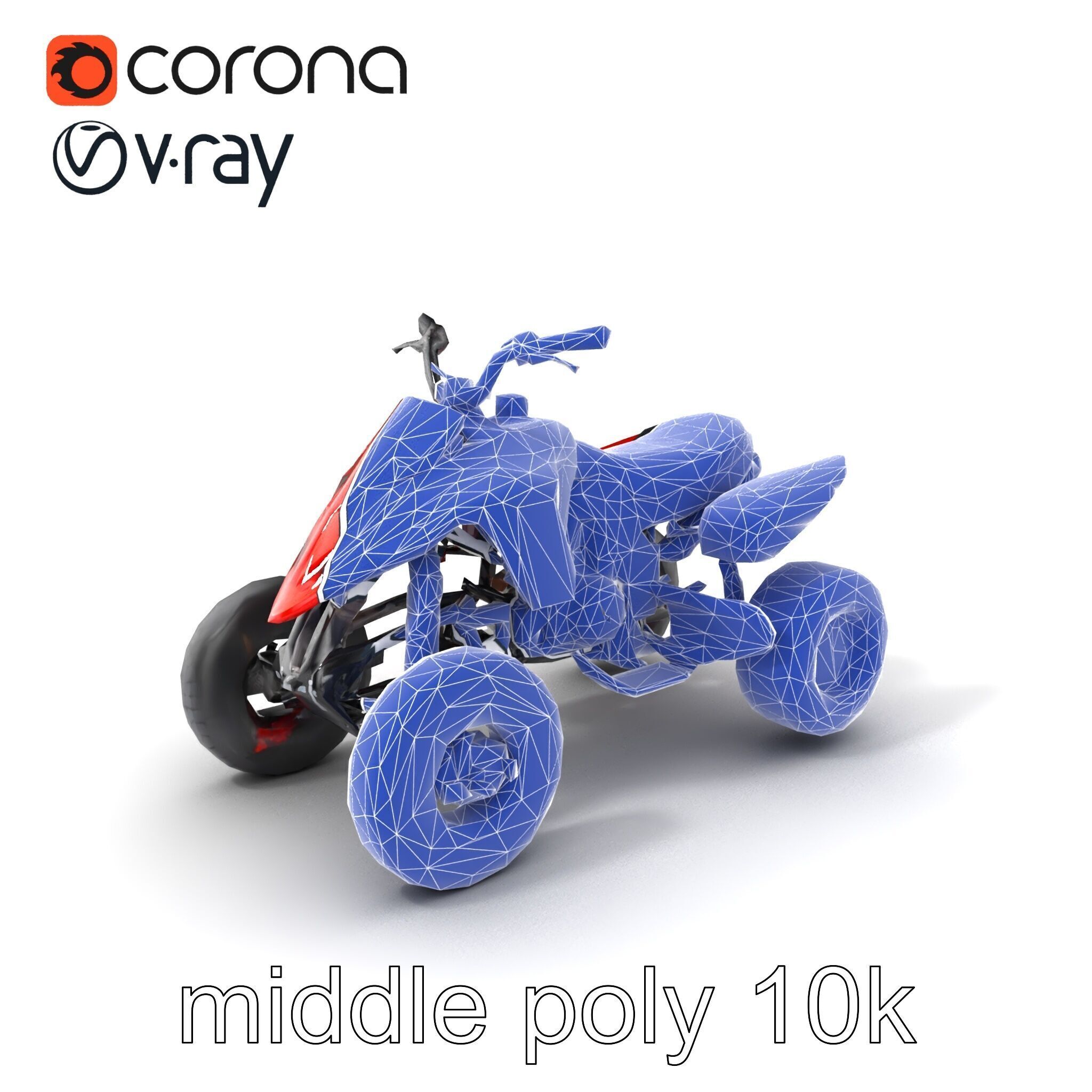 Glossy Red Racing Quad model pack Low-poly 3D model_6