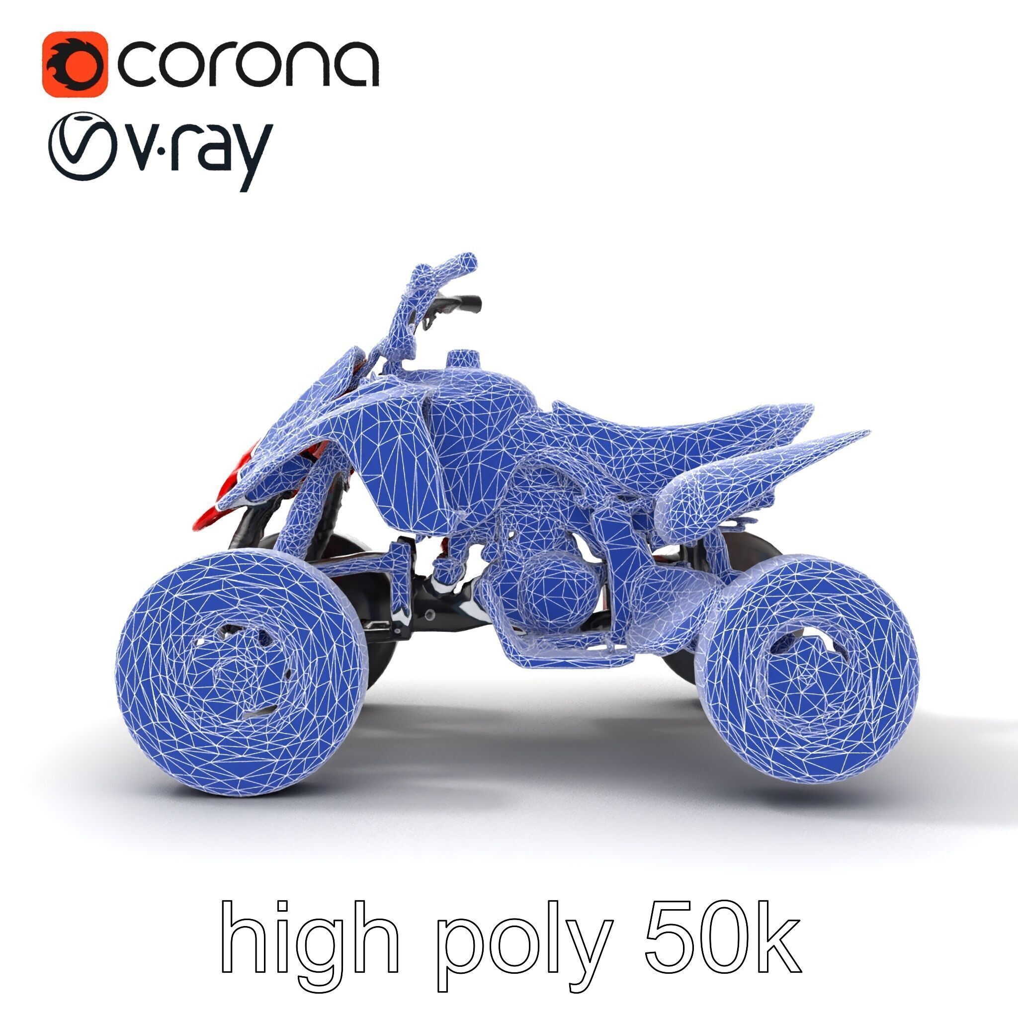 Glossy Red Racing Quad model pack Low-poly 3D model_23