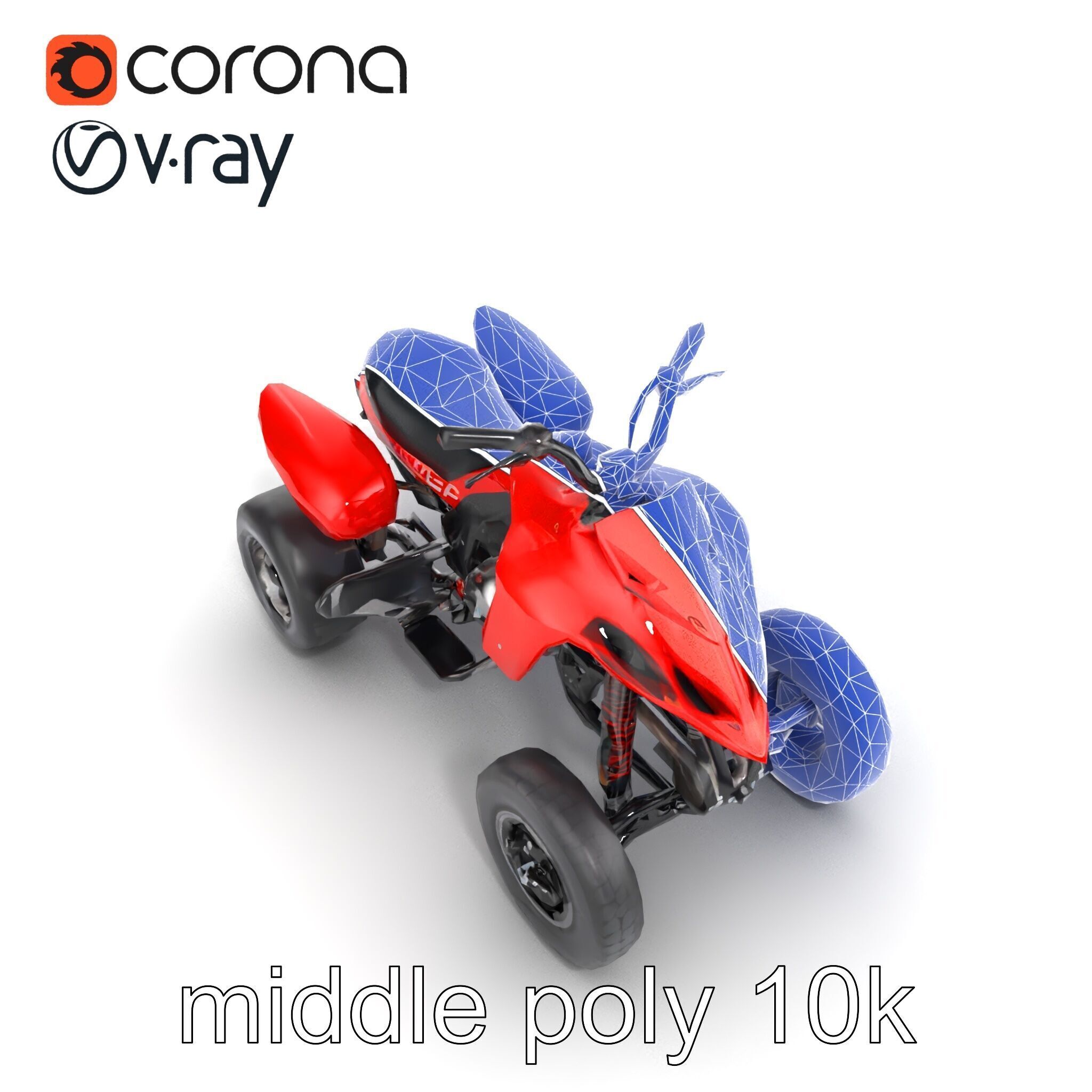 Glossy Red Racing Quad model pack Low-poly 3D model_32