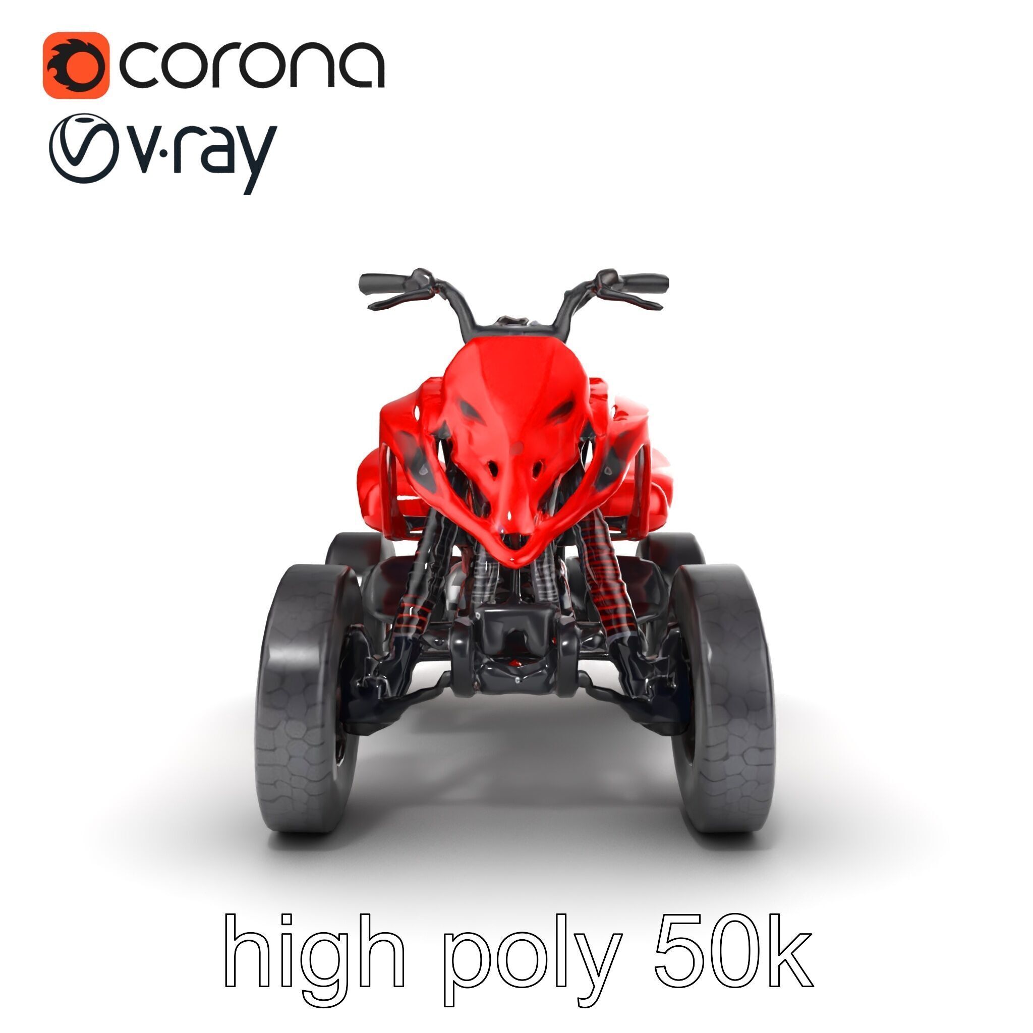 Glossy Red Racing Quad model pack Low-poly 3D model_25