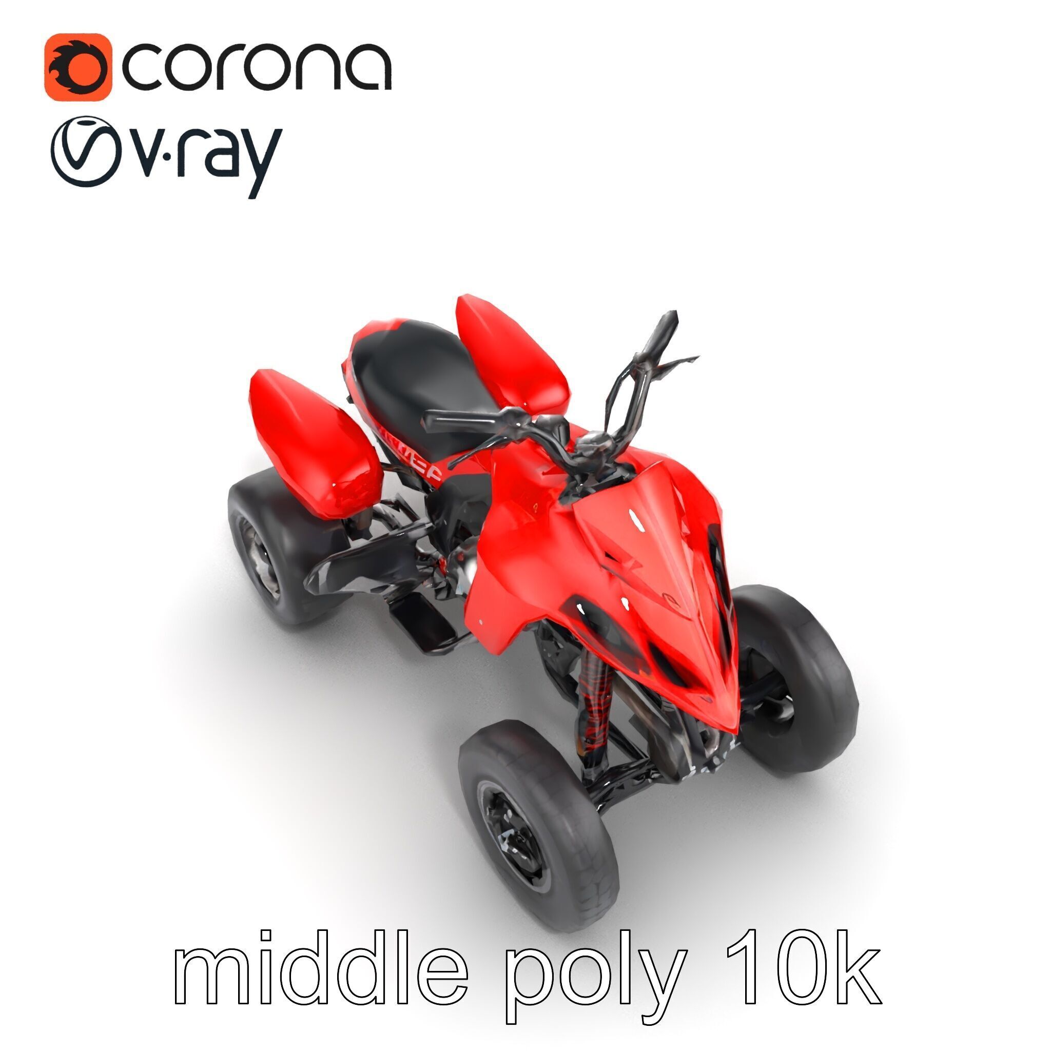 Glossy Red Racing Quad model pack Low-poly 3D model_16