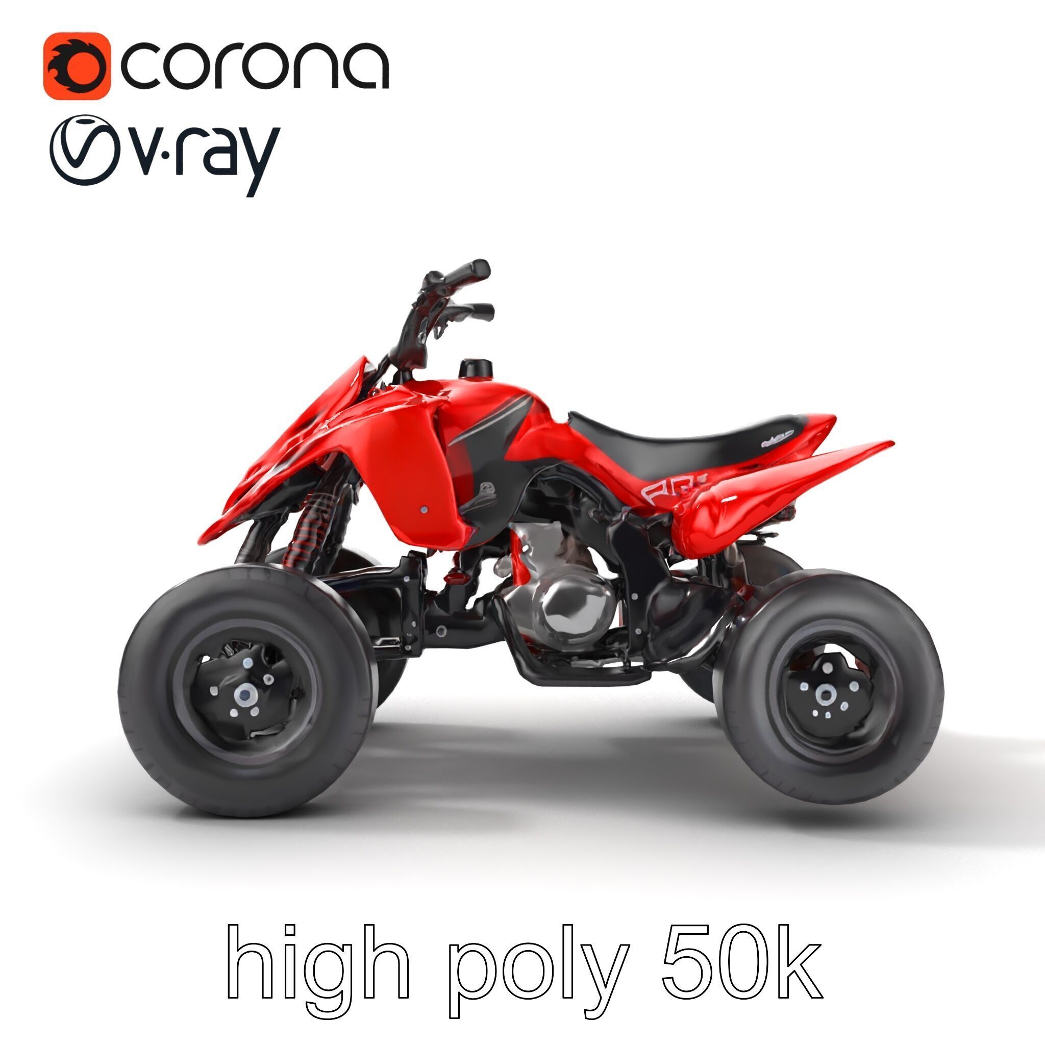 Glossy Red Racing Quad model pack Low-poly 3D model_21