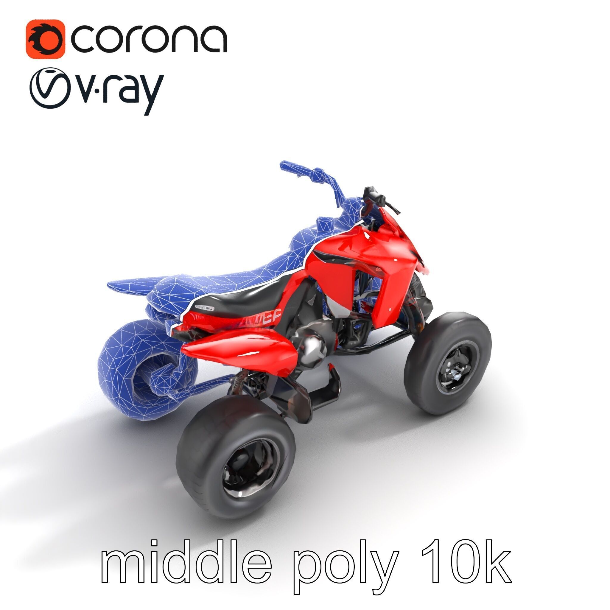 Glossy Red Racing Quad model pack Low-poly 3D model_11