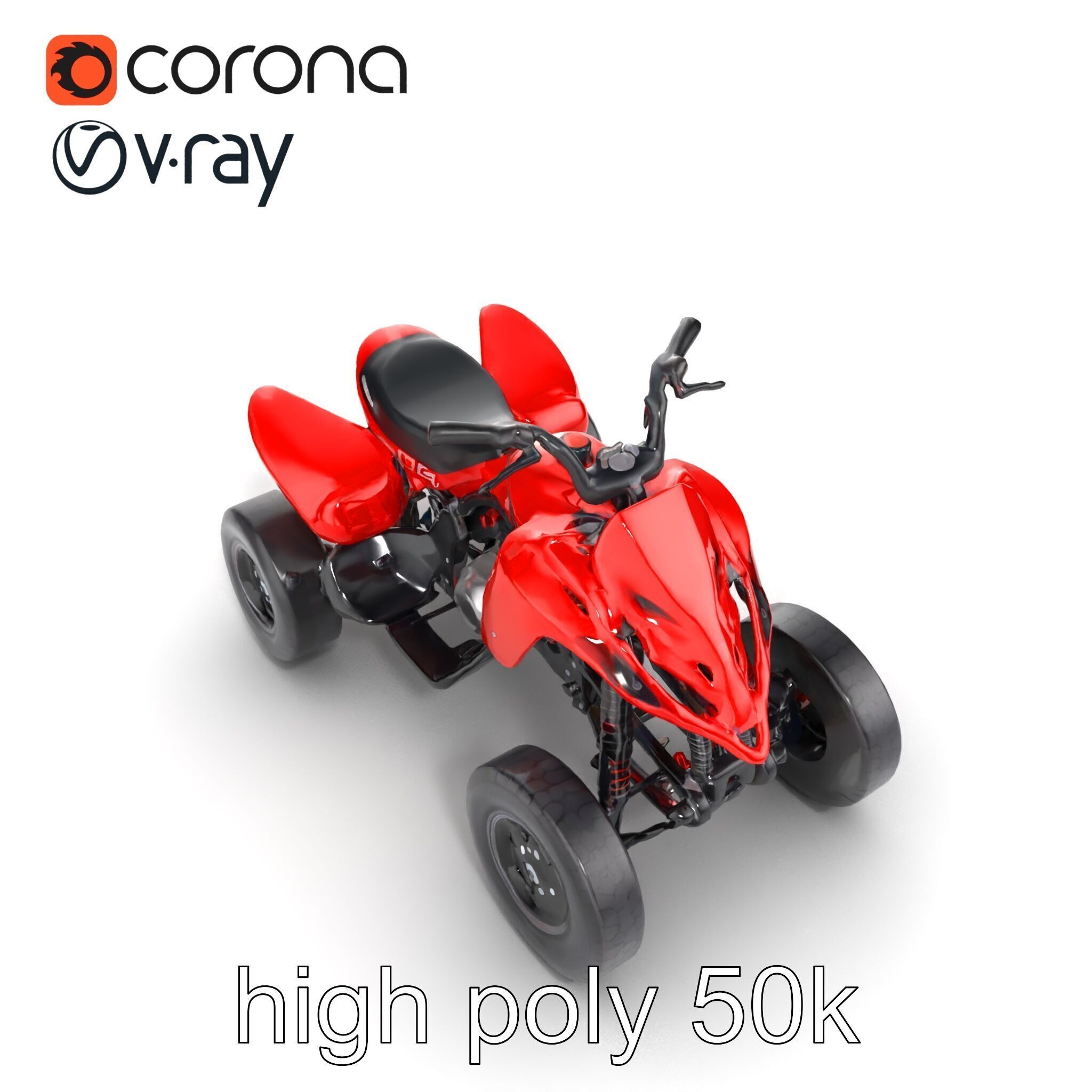 Glossy Red Racing Quad model pack Low-poly 3D model_20