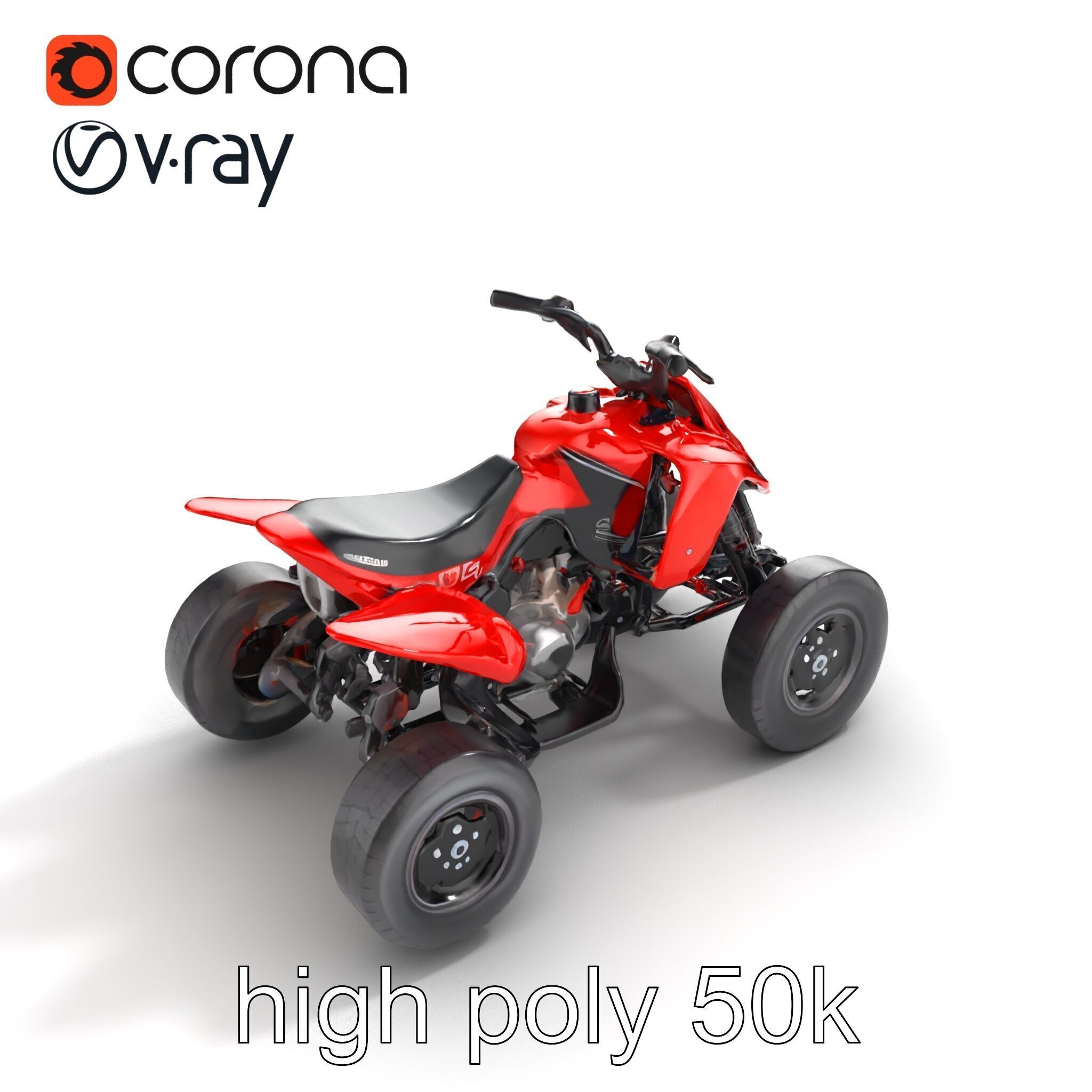 Glossy Red Racing Quad model pack Low-poly 3D model_18
