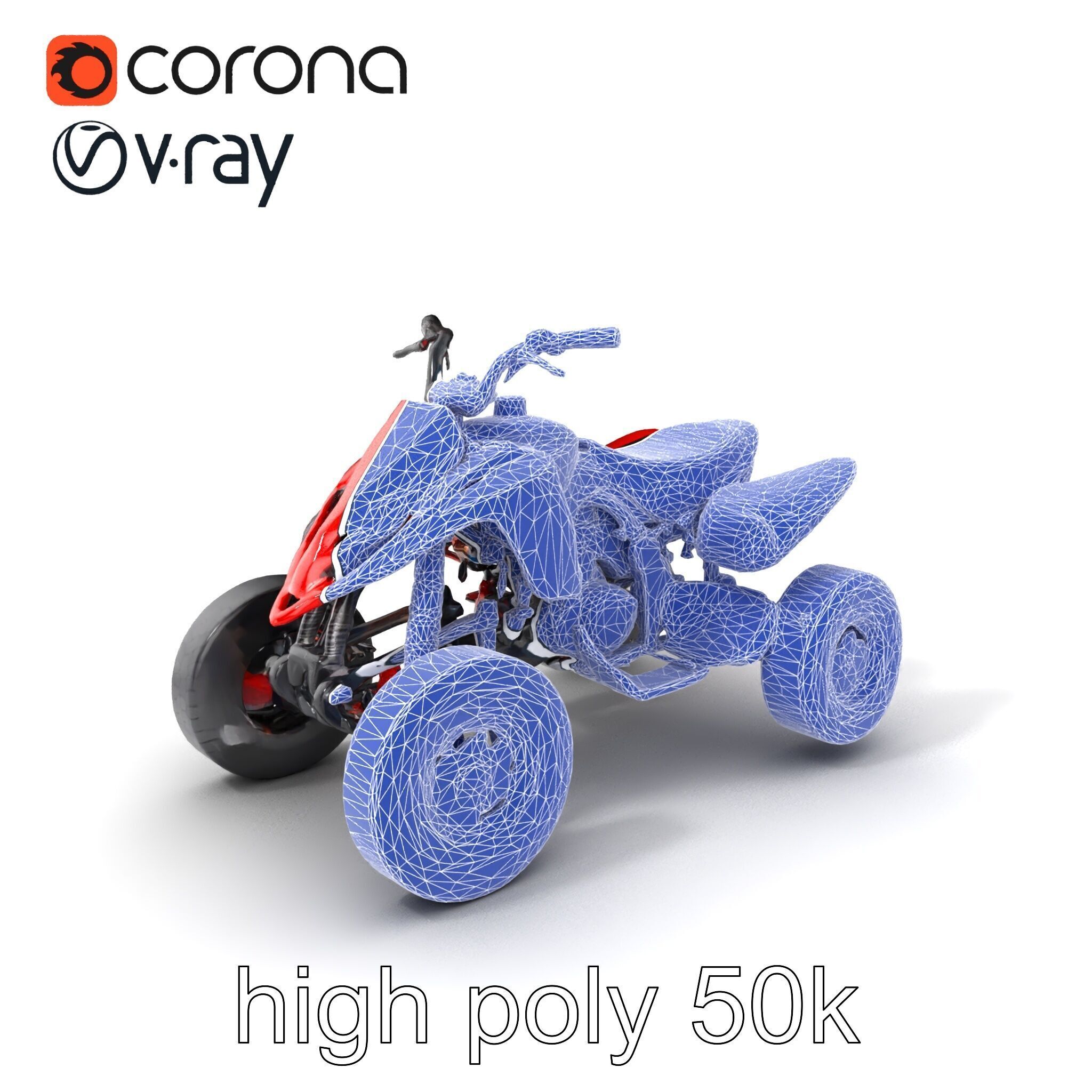 Glossy Red Racing Quad model pack Low-poly 3D model_10