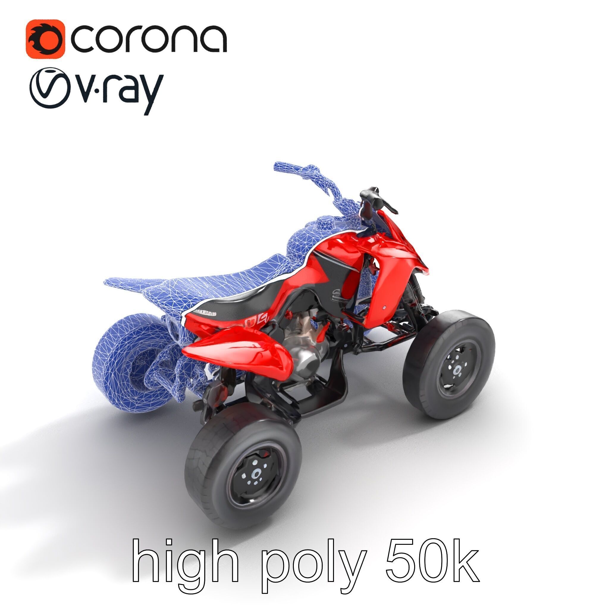 Glossy Red Racing Quad model pack Low-poly 3D model_22