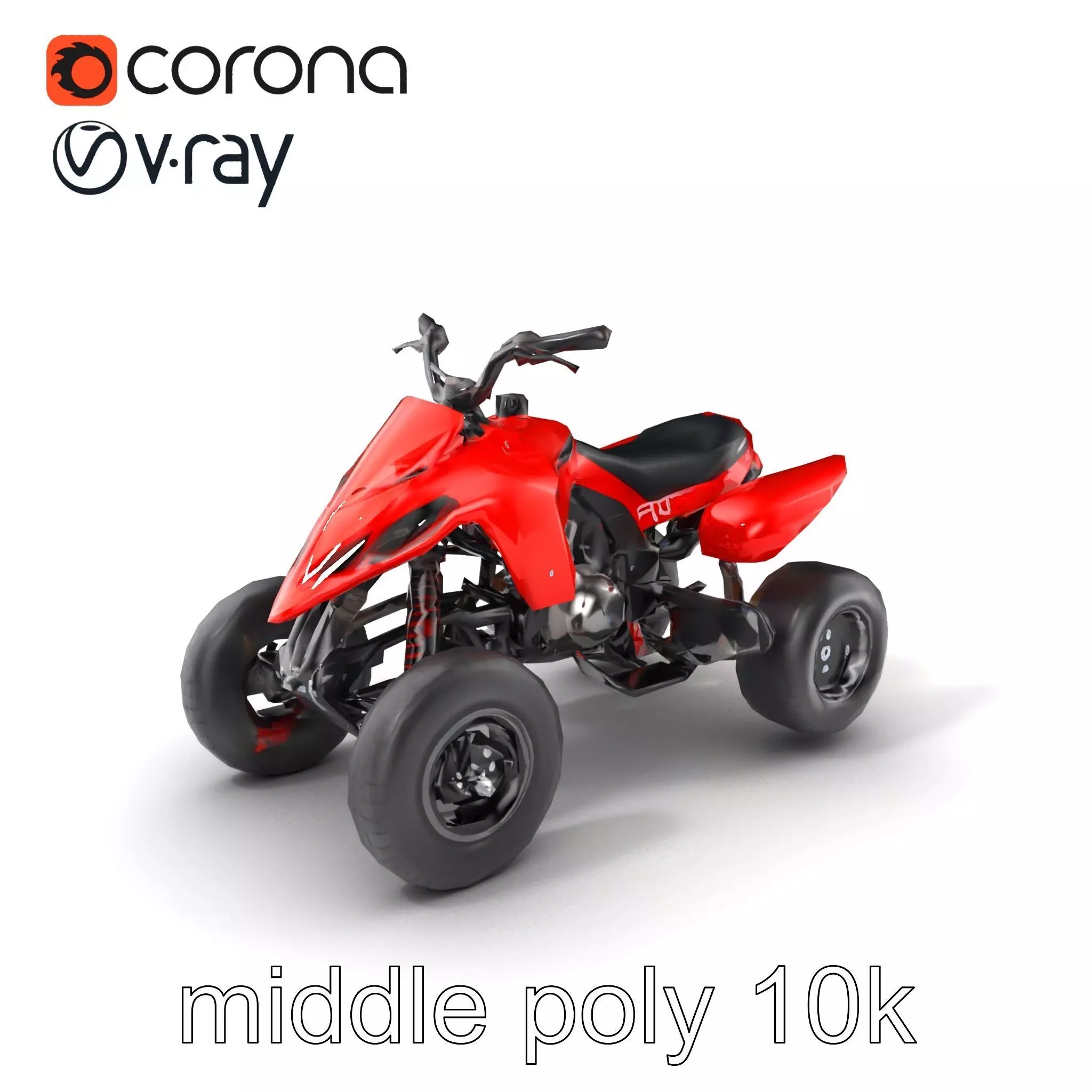 Glossy Red Racing Quad model pack Low-poly 3D model_0