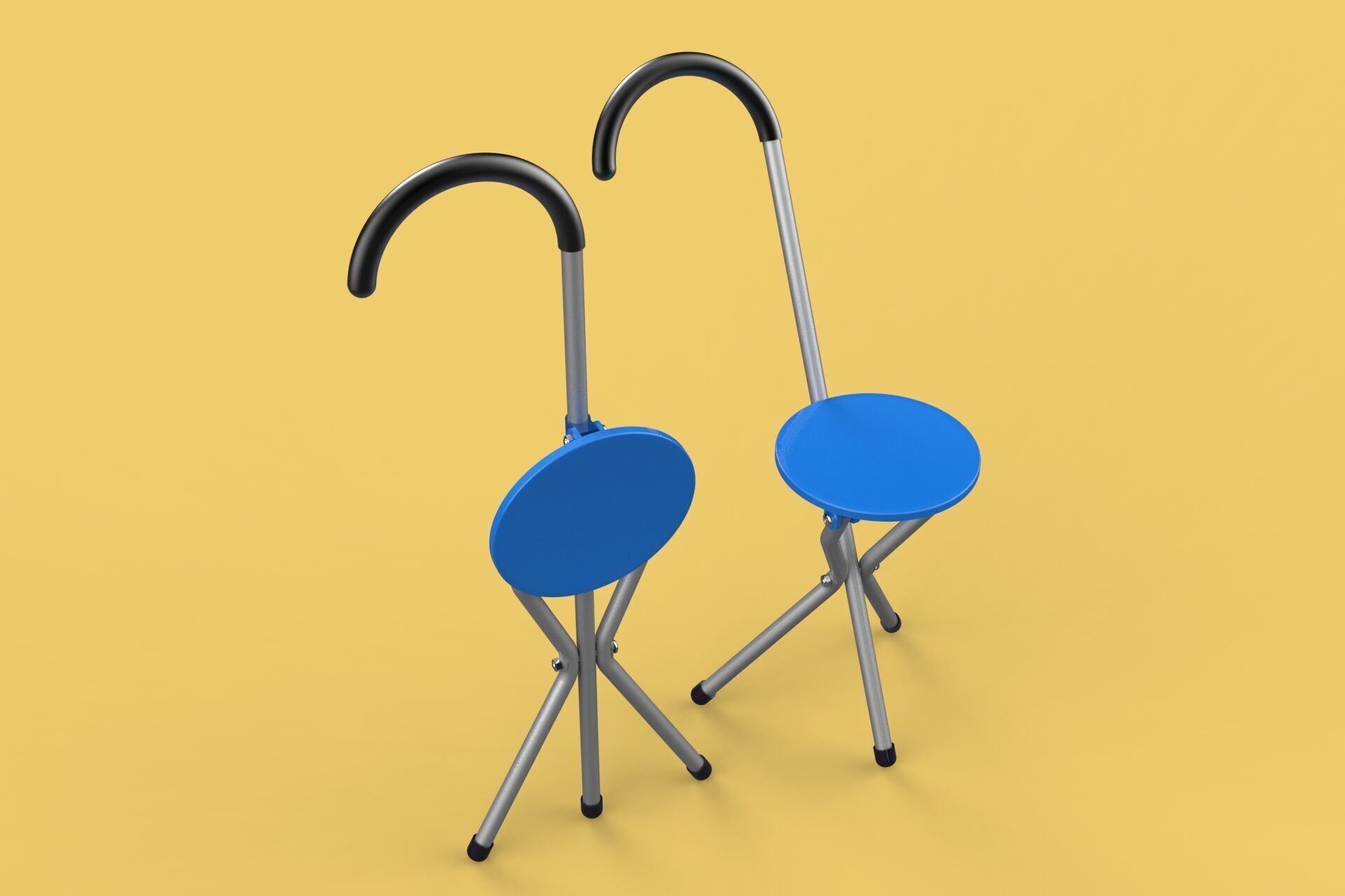 TRIPOD STICK CANE CHAIR WALKING SEAT STOOL POLE FOLDING PORTABLE 3D model_8