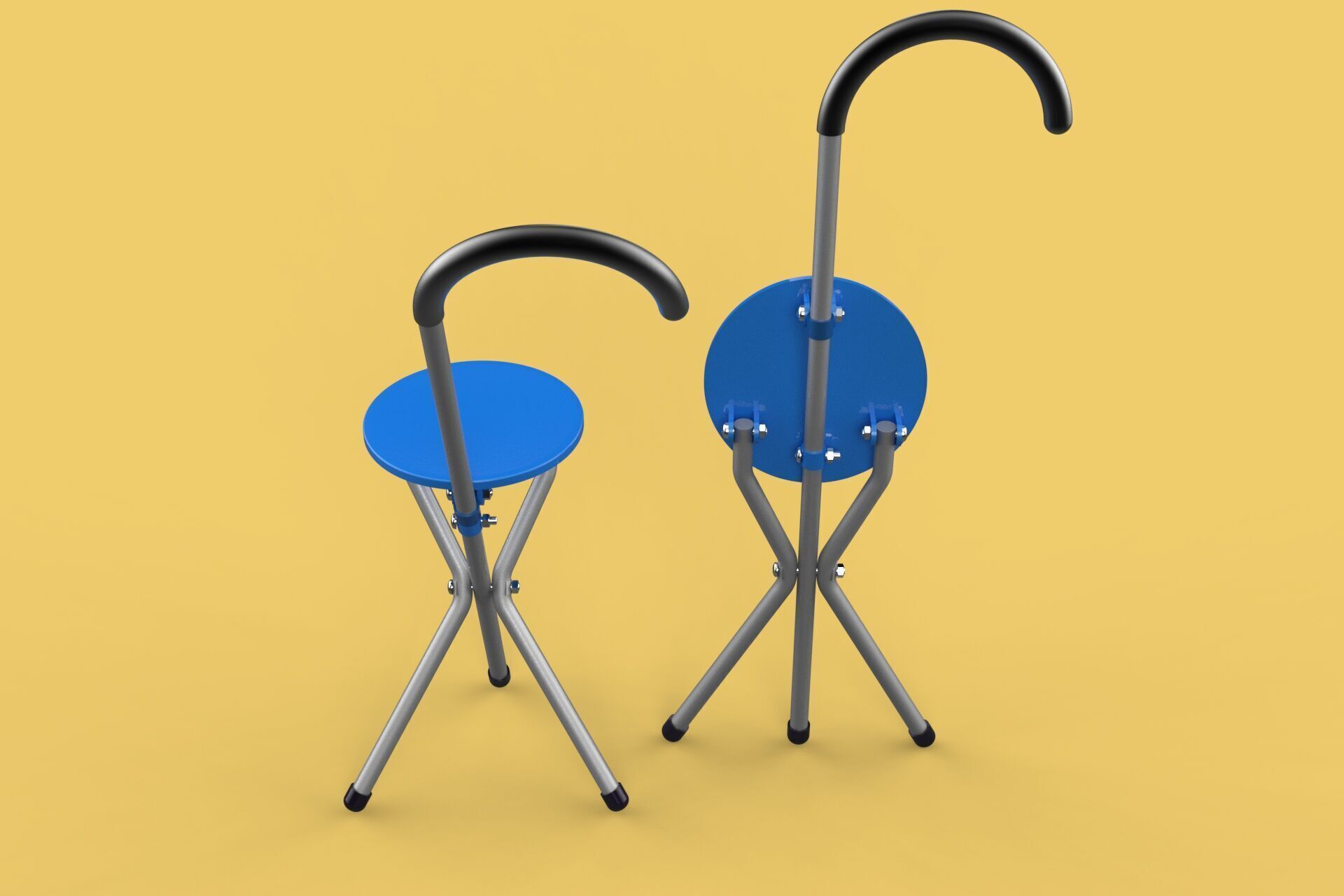 TRIPOD STICK CANE CHAIR WALKING SEAT STOOL POLE FOLDING PORTABLE 3D model_5