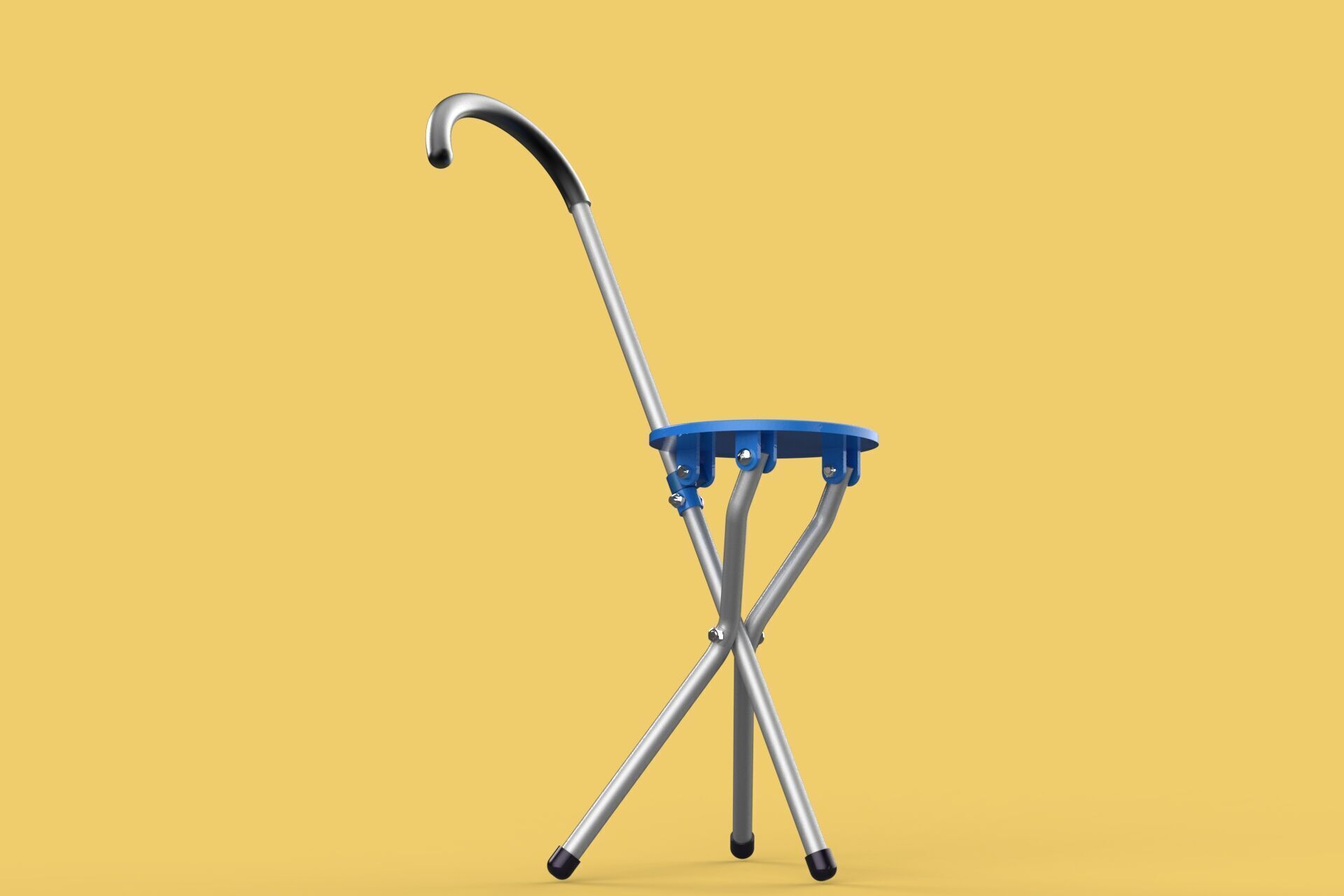 TRIPOD STICK CANE CHAIR WALKING SEAT STOOL POLE FOLDING PORTABLE 3D model_26