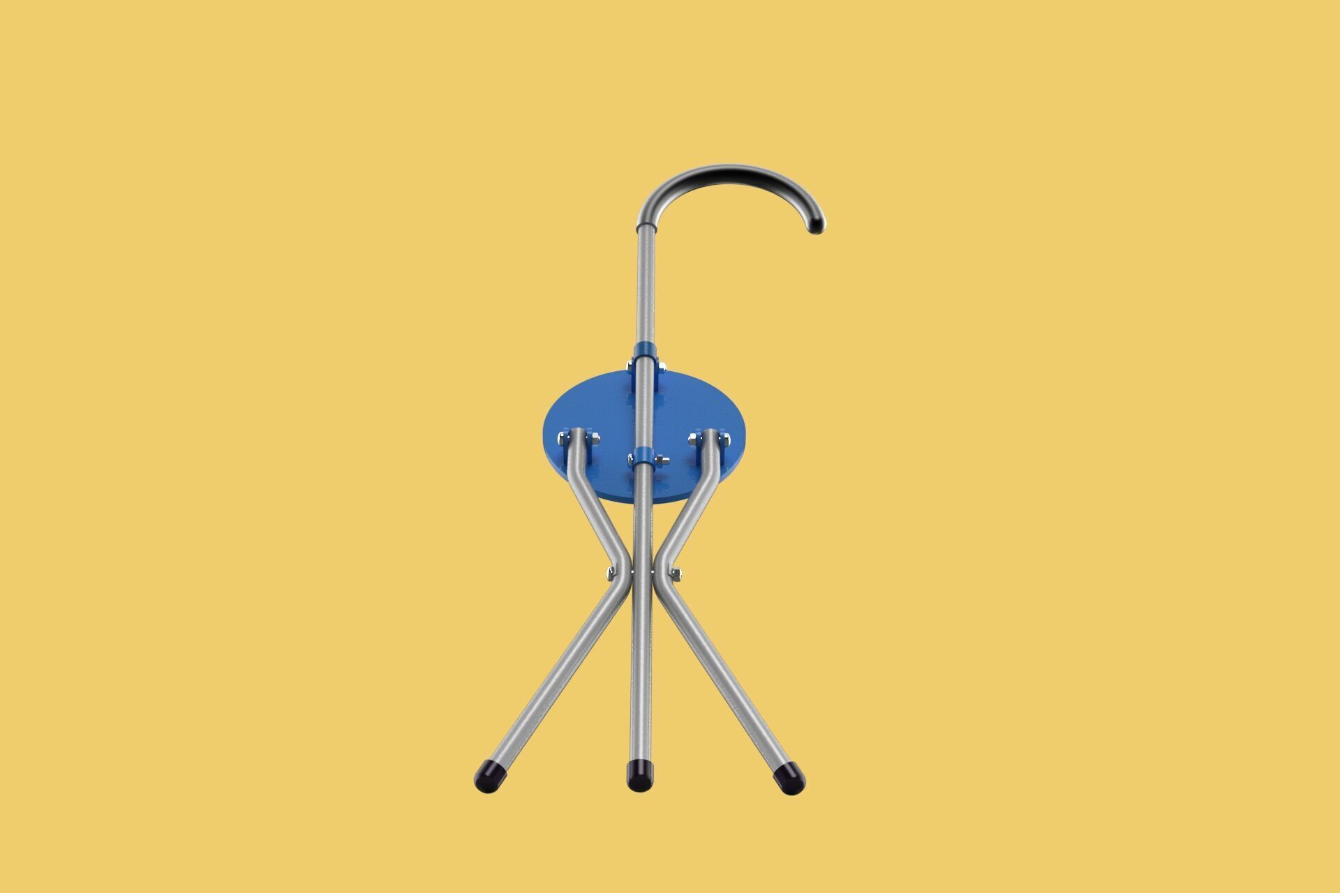 TRIPOD STICK CANE CHAIR WALKING SEAT STOOL POLE FOLDING PORTABLE 3D model_36