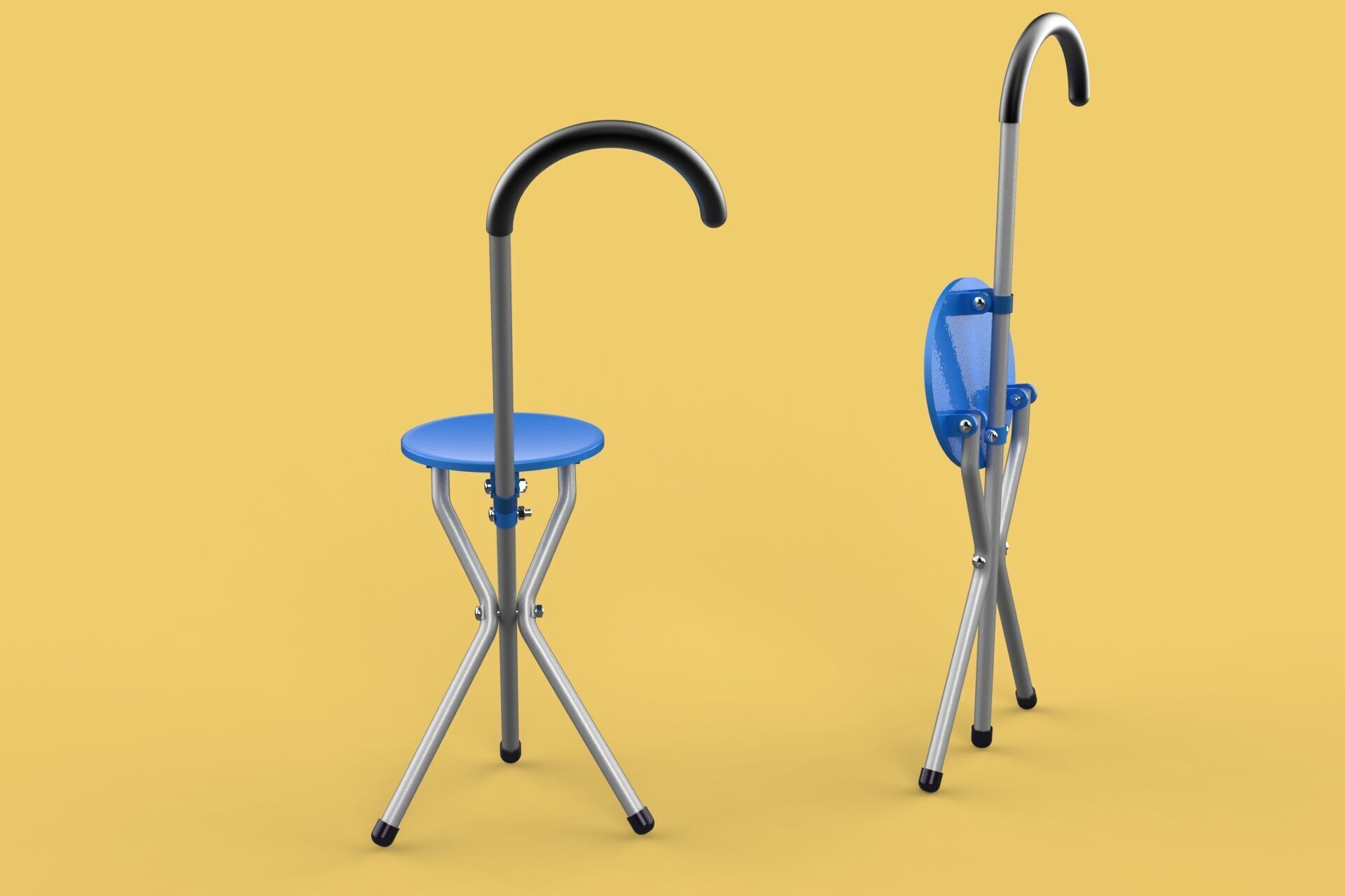 TRIPOD STICK CANE CHAIR WALKING SEAT STOOL POLE FOLDING PORTABLE 3D model_56