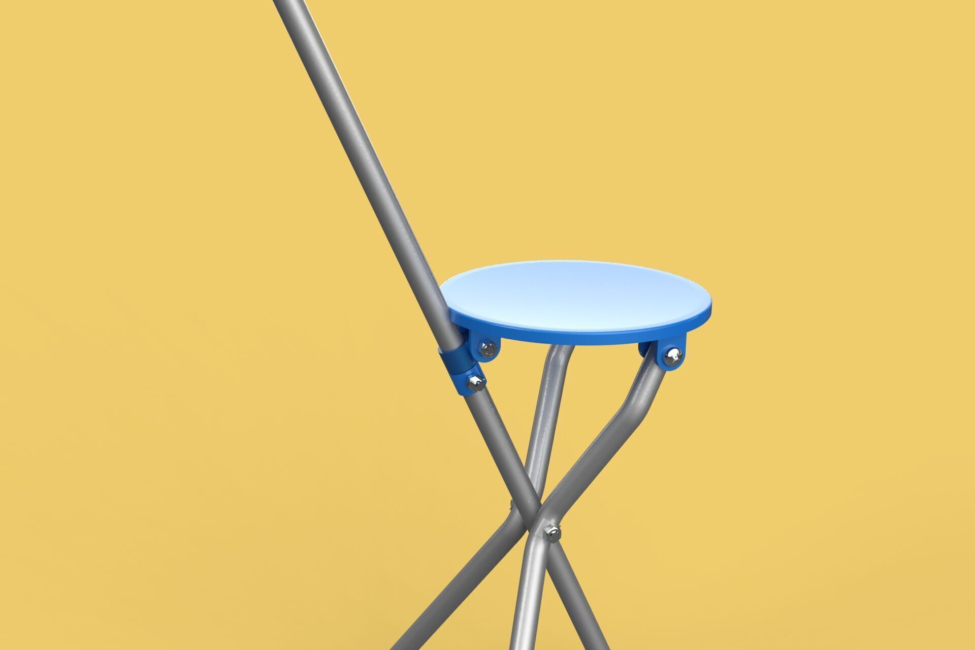 TRIPOD STICK CANE CHAIR WALKING SEAT STOOL POLE FOLDING PORTABLE 3D model_30