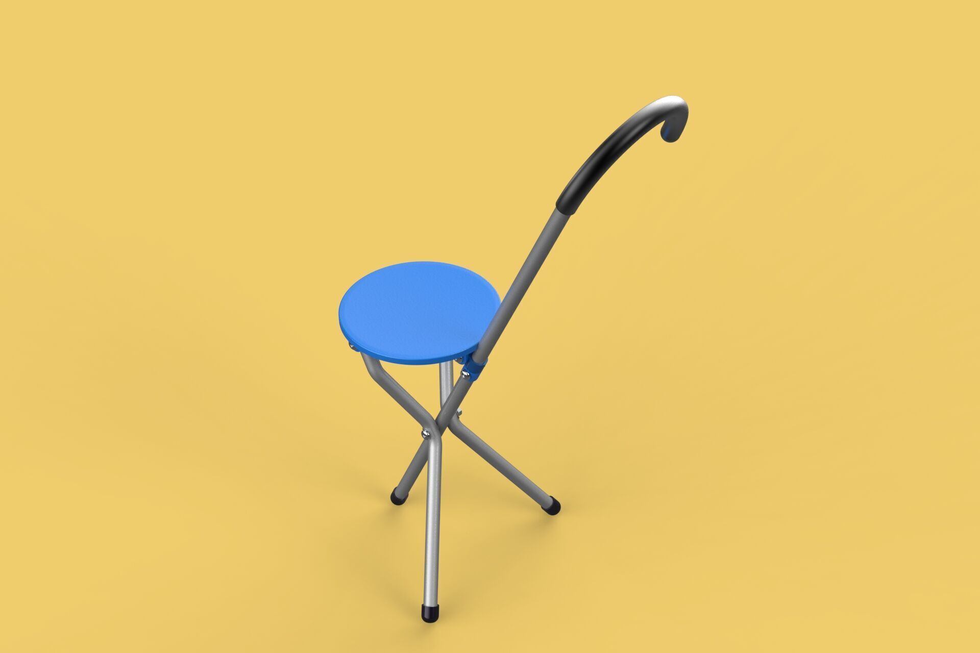 TRIPOD STICK CANE CHAIR WALKING SEAT STOOL POLE FOLDING PORTABLE 3D model_24