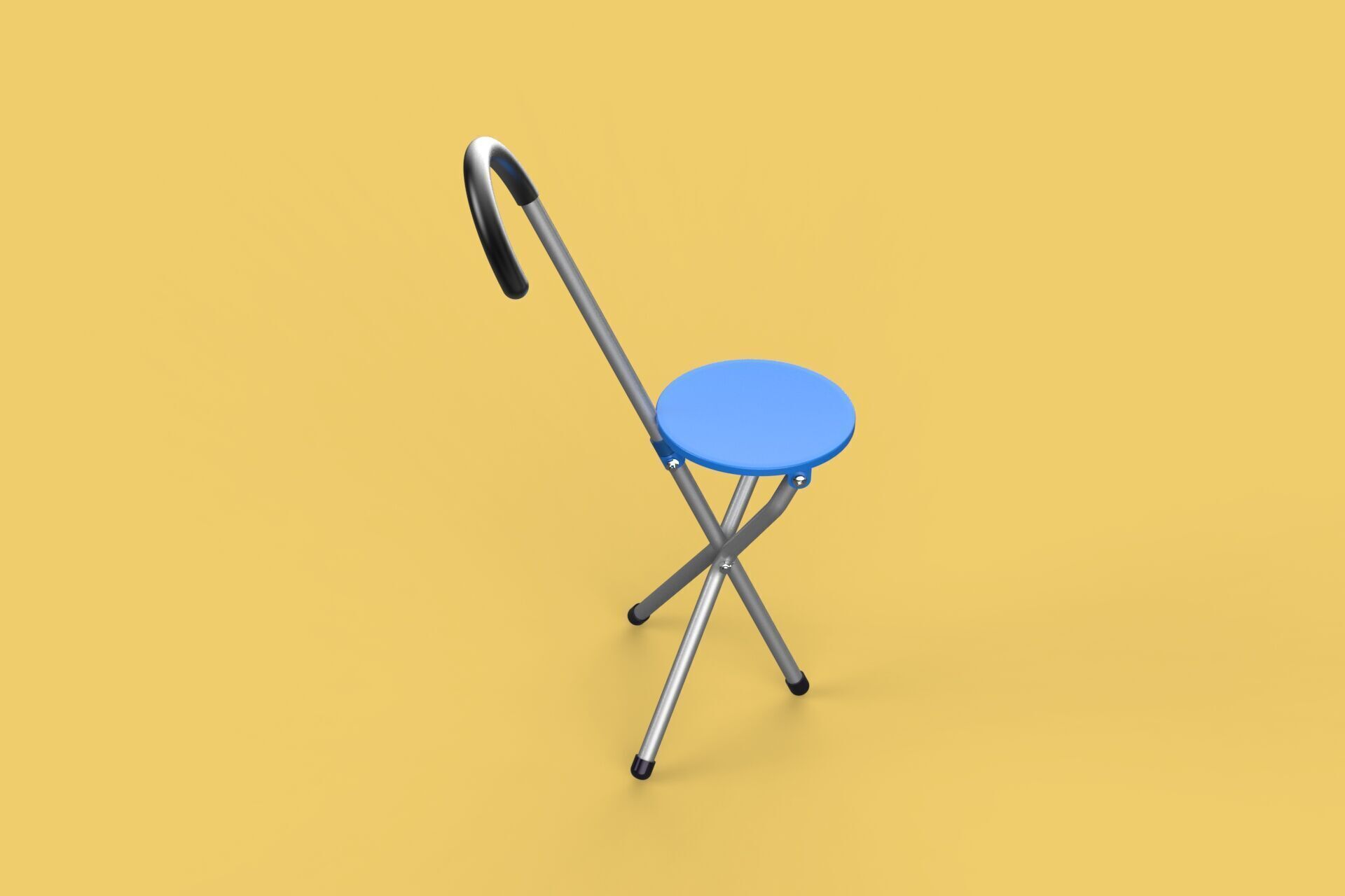 TRIPOD STICK CANE CHAIR WALKING SEAT STOOL POLE FOLDING PORTABLE 3D model_17