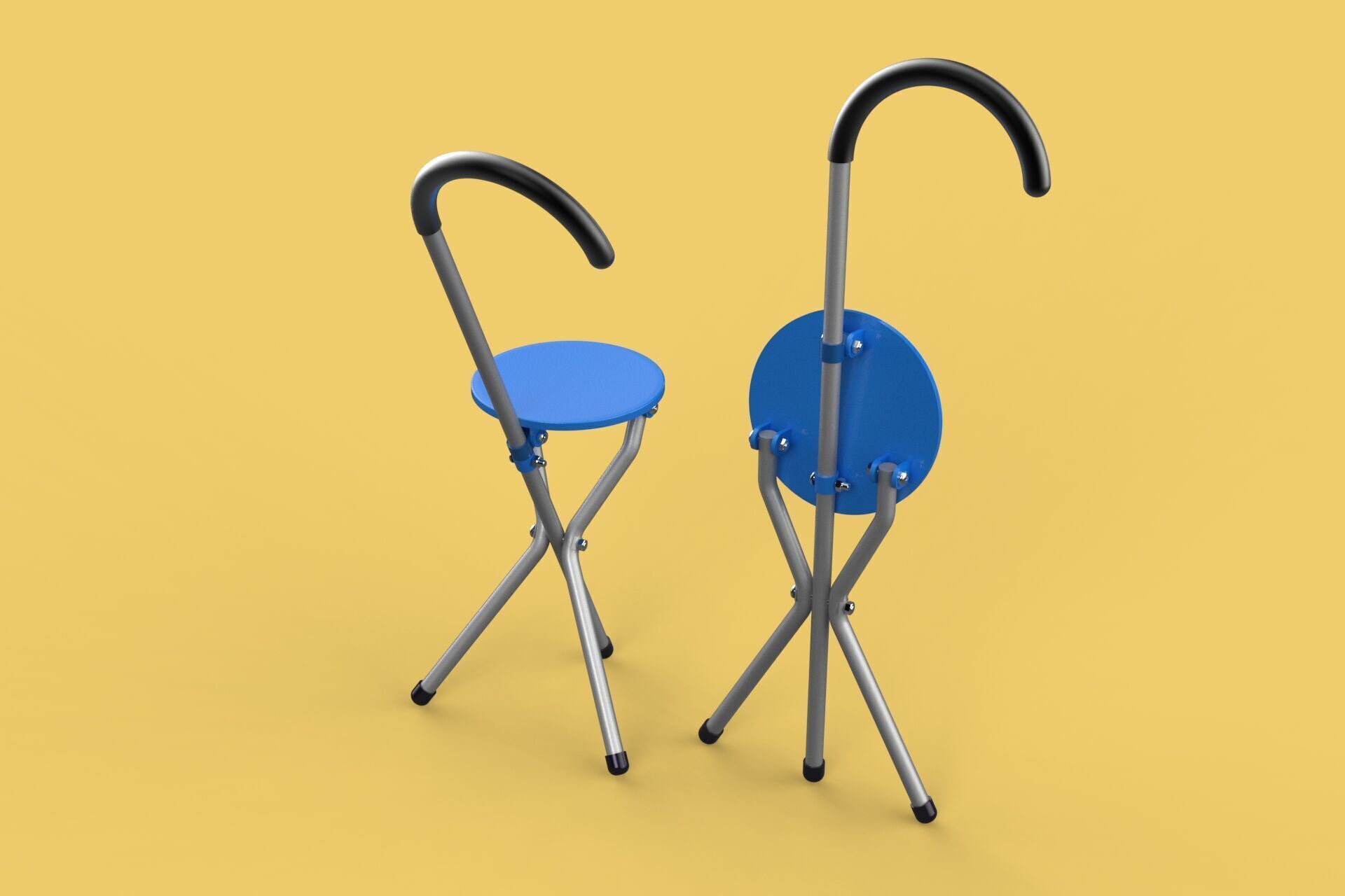 TRIPOD STICK CANE CHAIR WALKING SEAT STOOL POLE FOLDING PORTABLE 3D model_1