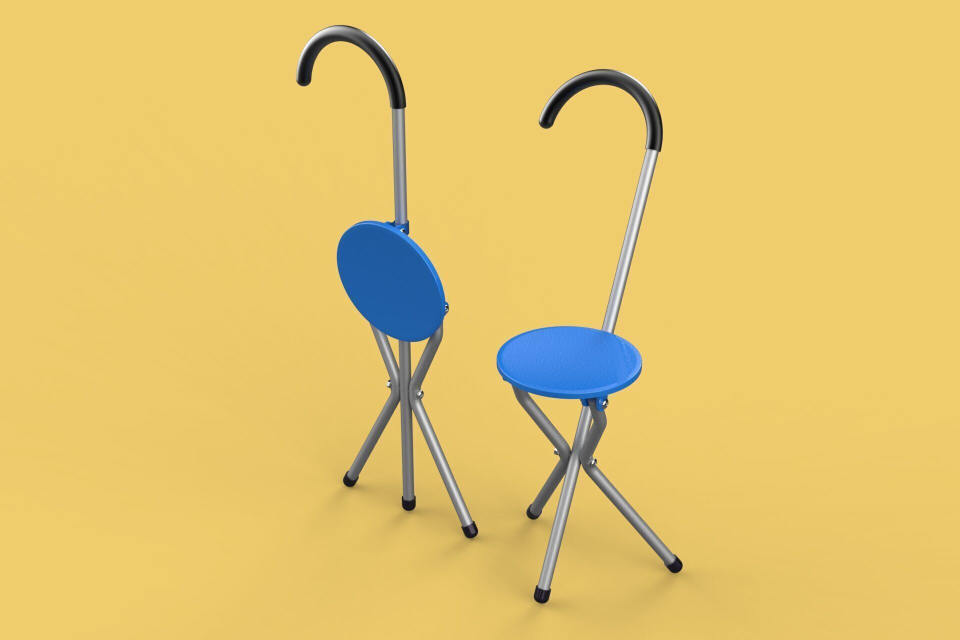 TRIPOD STICK CANE CHAIR WALKING SEAT STOOL POLE FOLDING PORTABLE 3D model_57