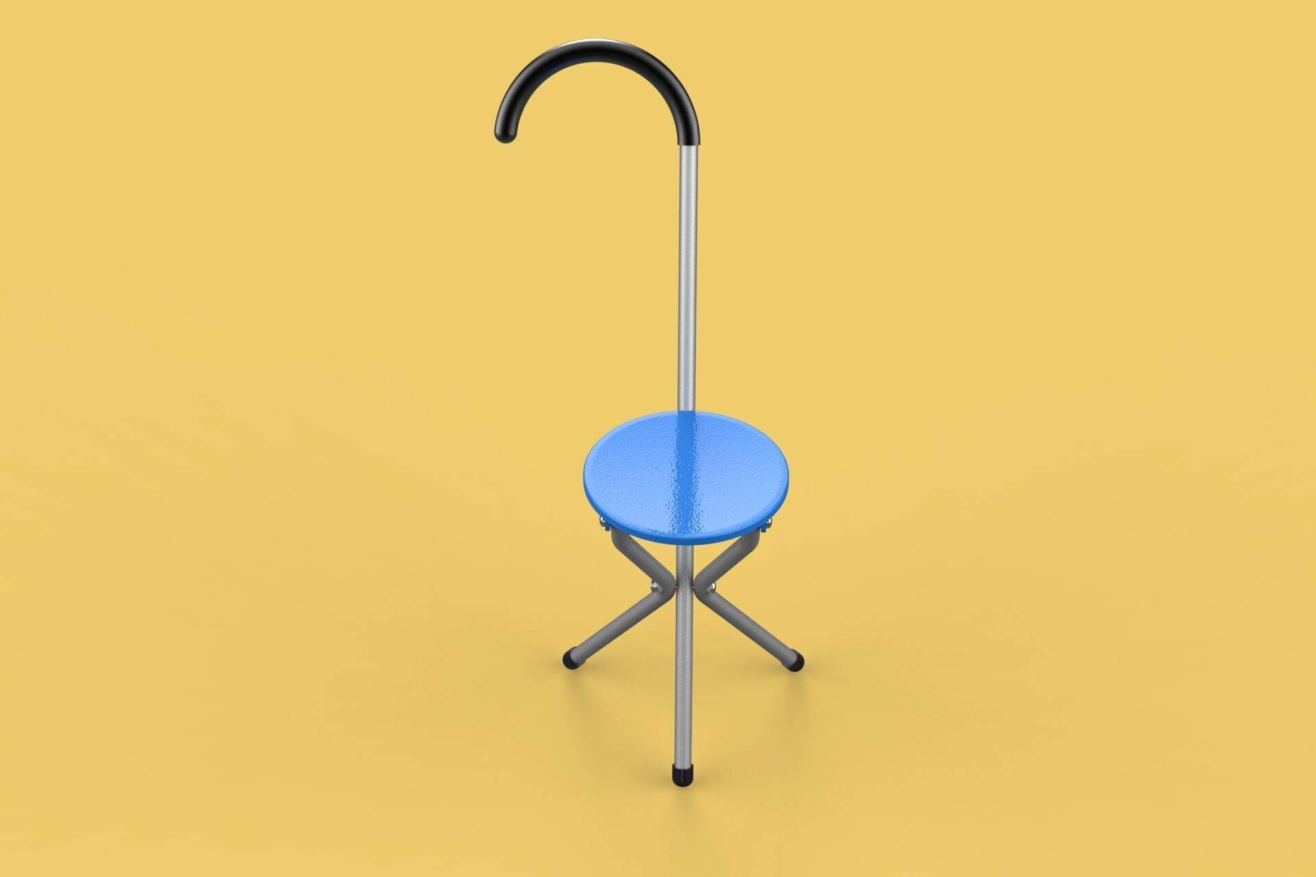 TRIPOD STICK CANE CHAIR WALKING SEAT STOOL POLE FOLDING PORTABLE 3D model_10