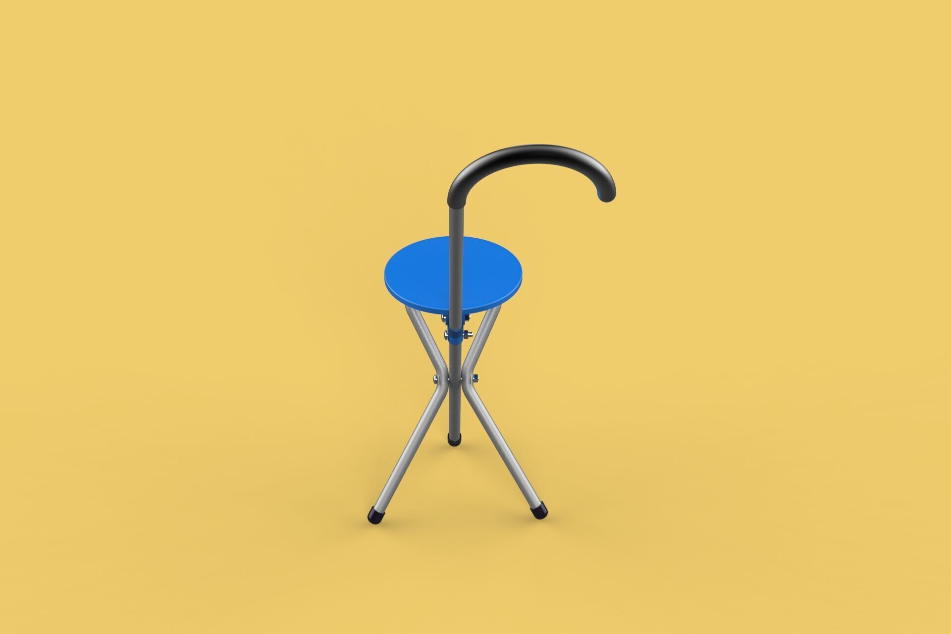 TRIPOD STICK CANE CHAIR WALKING SEAT STOOL POLE FOLDING PORTABLE 3D model_15