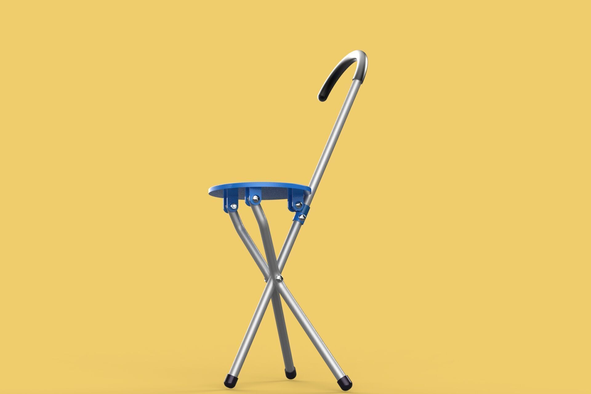 TRIPOD STICK CANE CHAIR WALKING SEAT STOOL POLE FOLDING PORTABLE 3D model_27