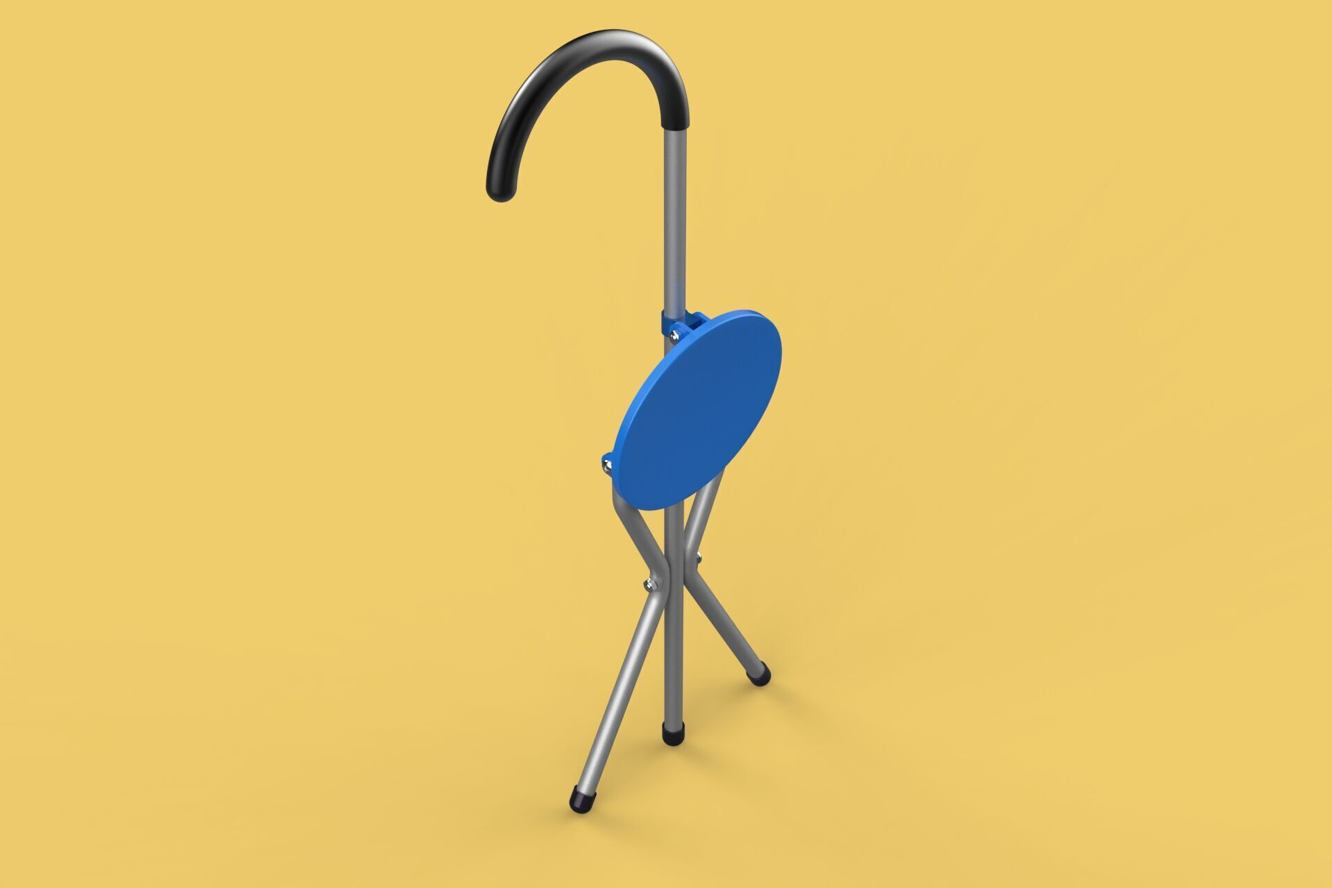 TRIPOD STICK CANE CHAIR WALKING SEAT STOOL POLE FOLDING PORTABLE 3D model_45