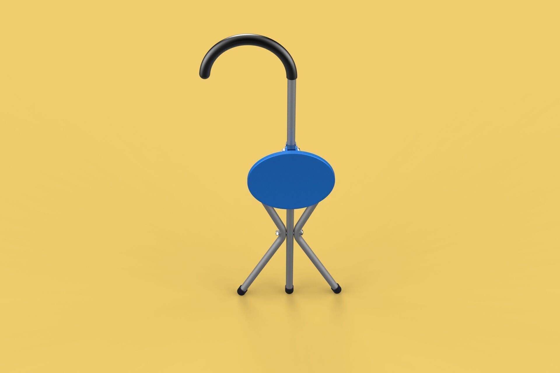 TRIPOD STICK CANE CHAIR WALKING SEAT STOOL POLE FOLDING PORTABLE 3D model_34