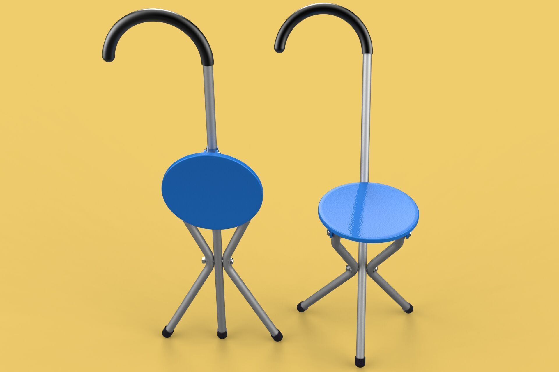 TRIPOD STICK CANE CHAIR WALKING SEAT STOOL POLE FOLDING PORTABLE 3D model_3