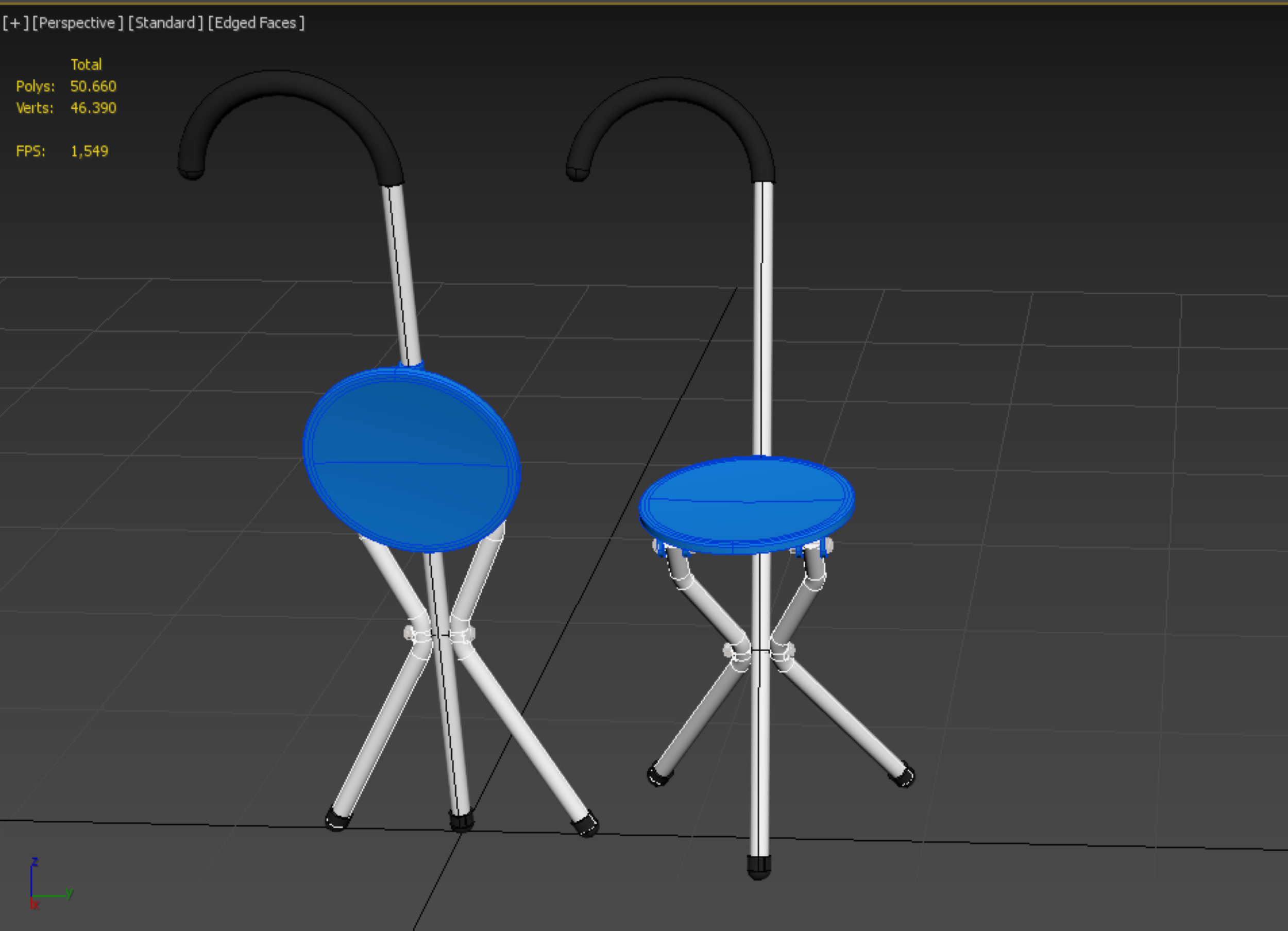 TRIPOD STICK CANE CHAIR WALKING SEAT STOOL POLE FOLDING PORTABLE 3D model_59