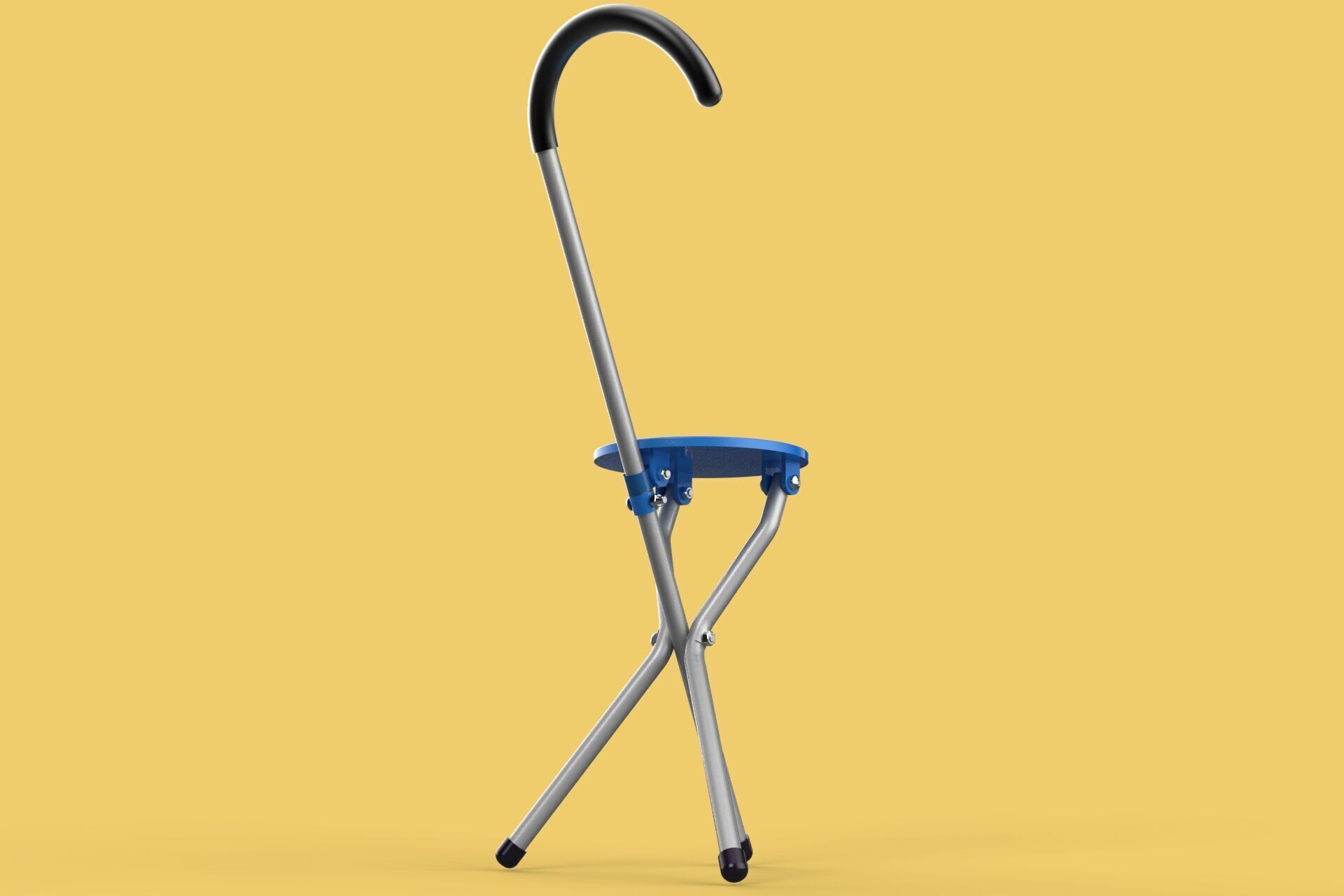 TRIPOD STICK CANE CHAIR WALKING SEAT STOOL POLE FOLDING PORTABLE 3D model_25