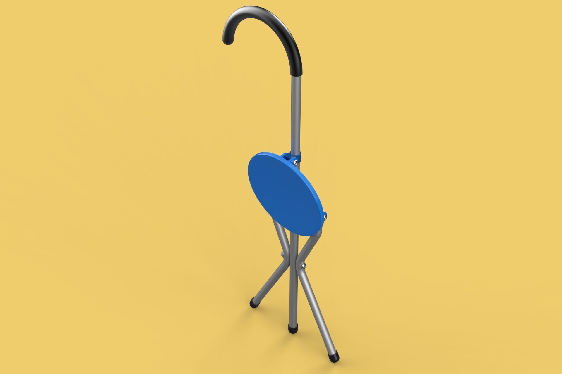 TRIPOD STICK CANE CHAIR WALKING SEAT STOOL POLE FOLDING PORTABLE 3D model_46