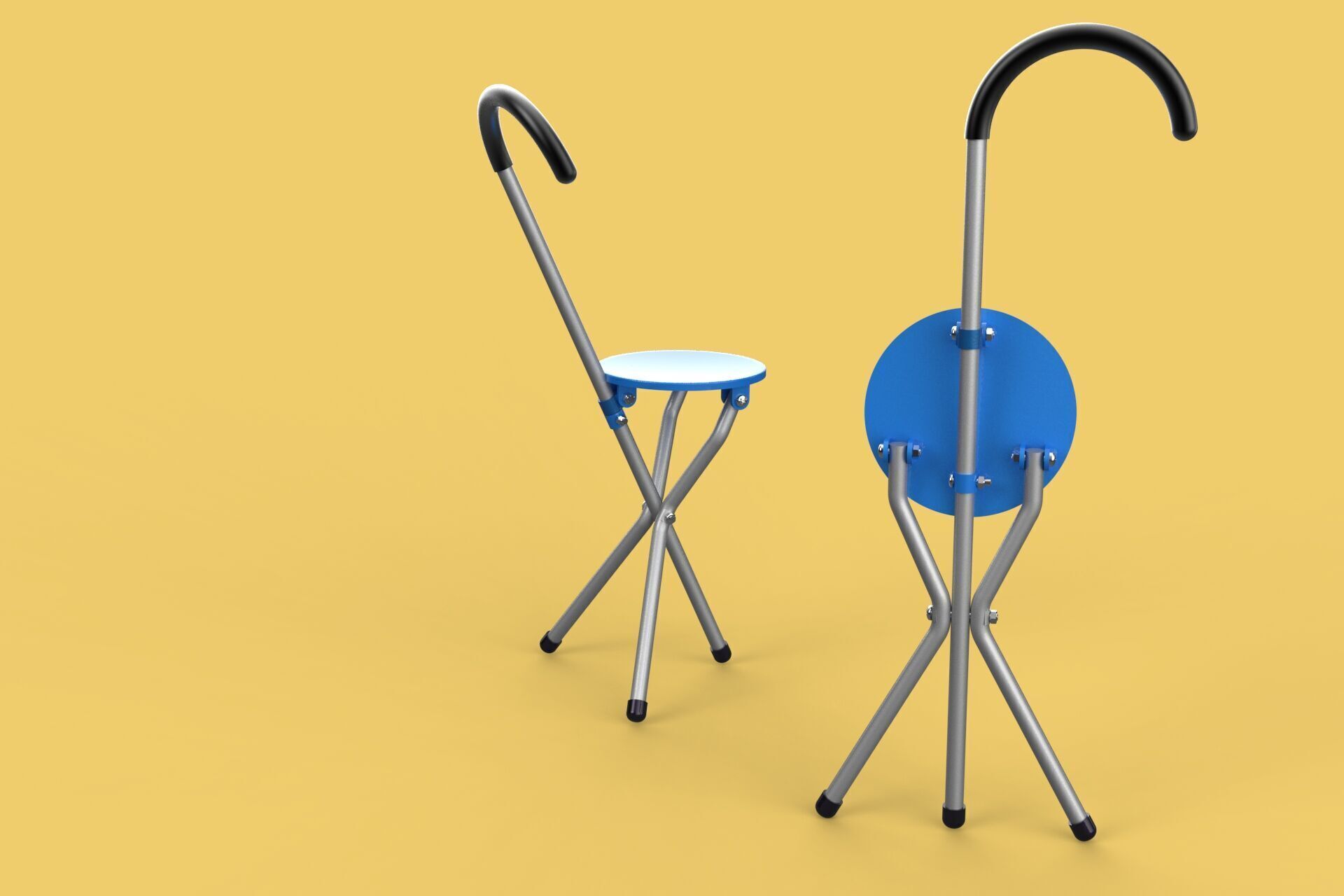 TRIPOD STICK CANE CHAIR WALKING SEAT STOOL POLE FOLDING PORTABLE 3D model_55