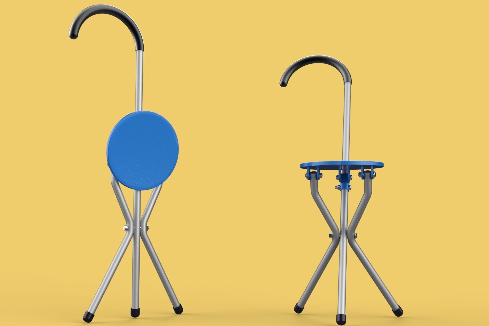 TRIPOD STICK CANE CHAIR WALKING SEAT STOOL POLE FOLDING PORTABLE 3D model_22