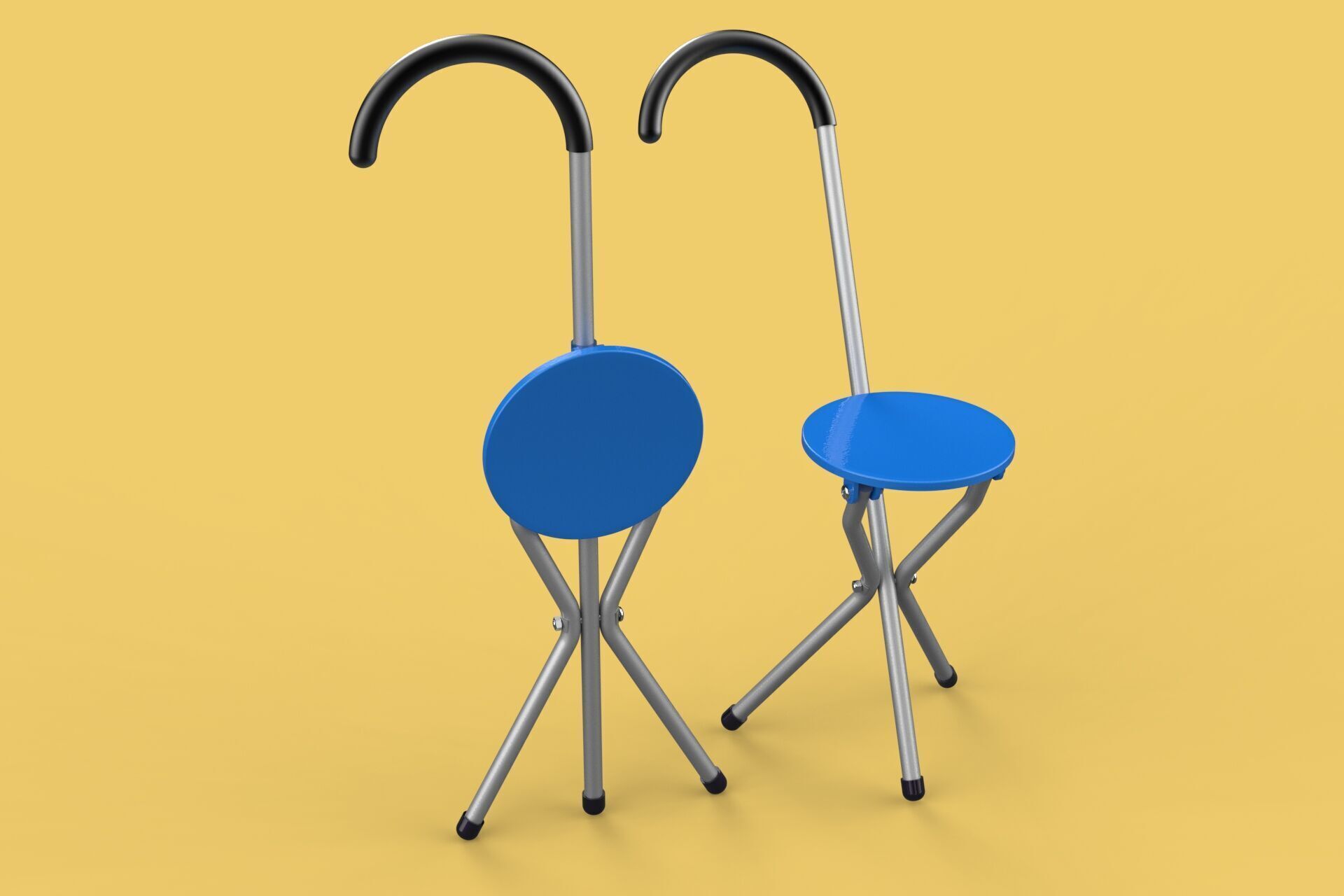 TRIPOD STICK CANE CHAIR WALKING SEAT STOOL POLE FOLDING PORTABLE 3D model_58