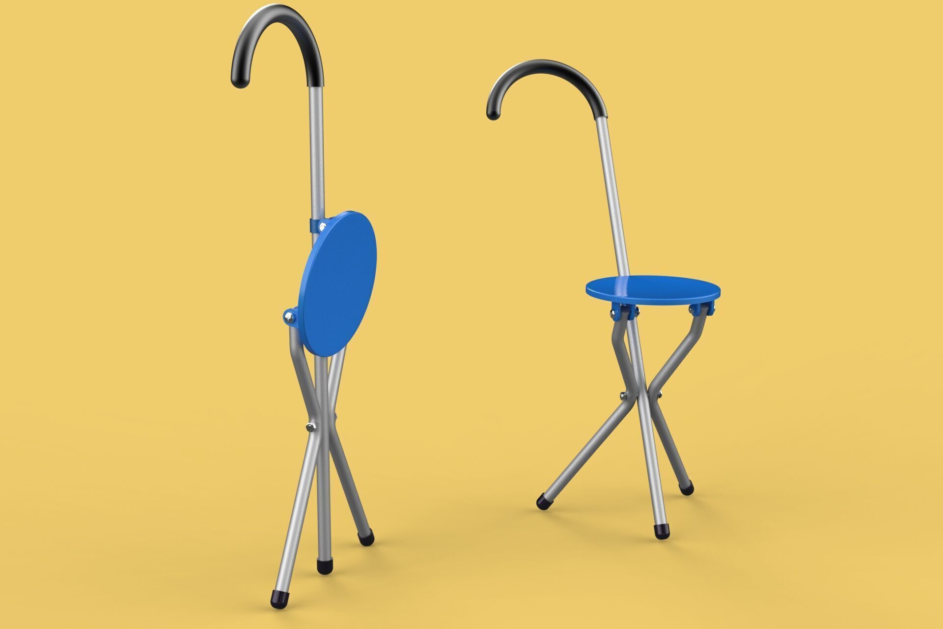 TRIPOD STICK CANE CHAIR WALKING SEAT STOOL POLE FOLDING PORTABLE 3D model_44