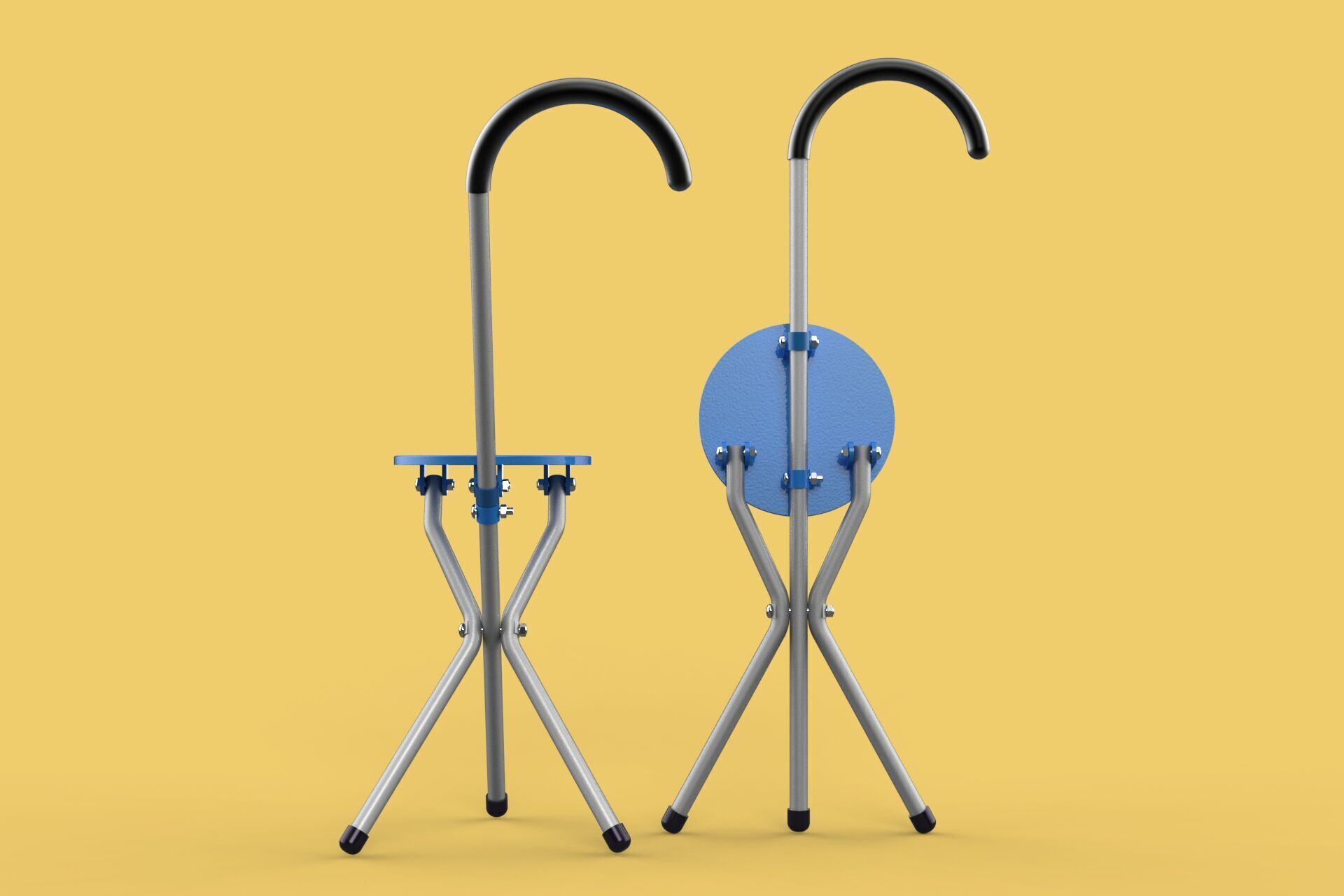 TRIPOD STICK CANE CHAIR WALKING SEAT STOOL POLE FOLDING PORTABLE 3D model_4