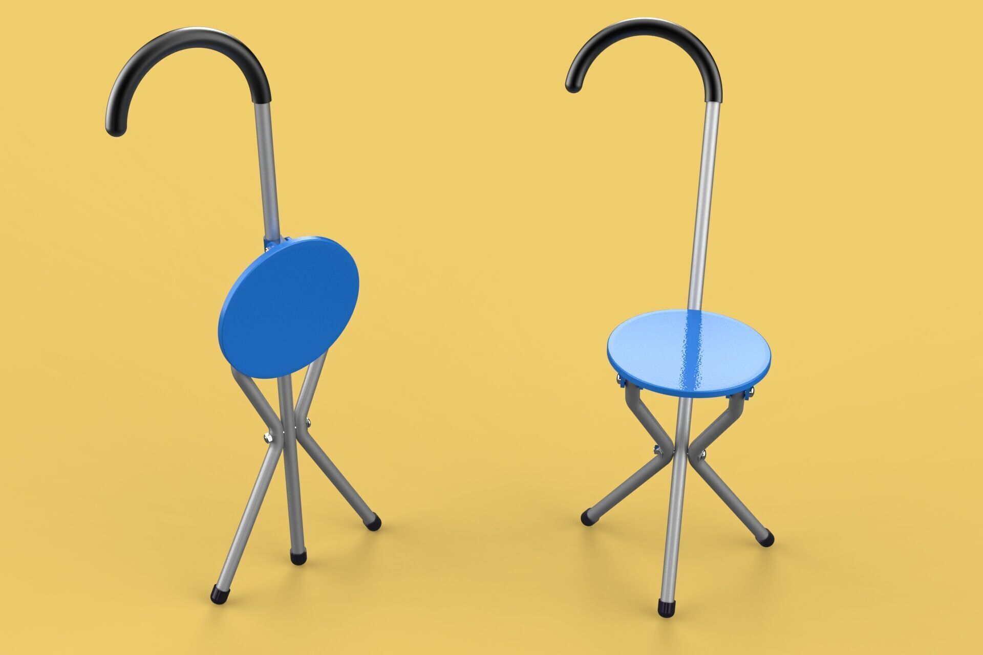 TRIPOD STICK CANE CHAIR WALKING SEAT STOOL POLE FOLDING PORTABLE 3D model_11