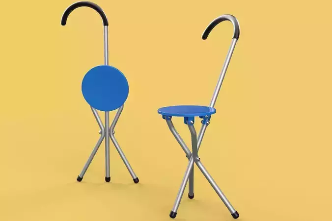 TRIPOD STICK CANE CHAIR WALKING SEAT STOOL POLE FOLDING PORTABLE