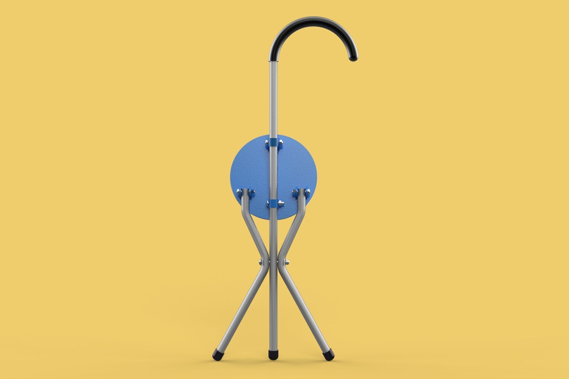 TRIPOD STICK CANE CHAIR WALKING SEAT STOOL POLE FOLDING PORTABLE 3D model_35