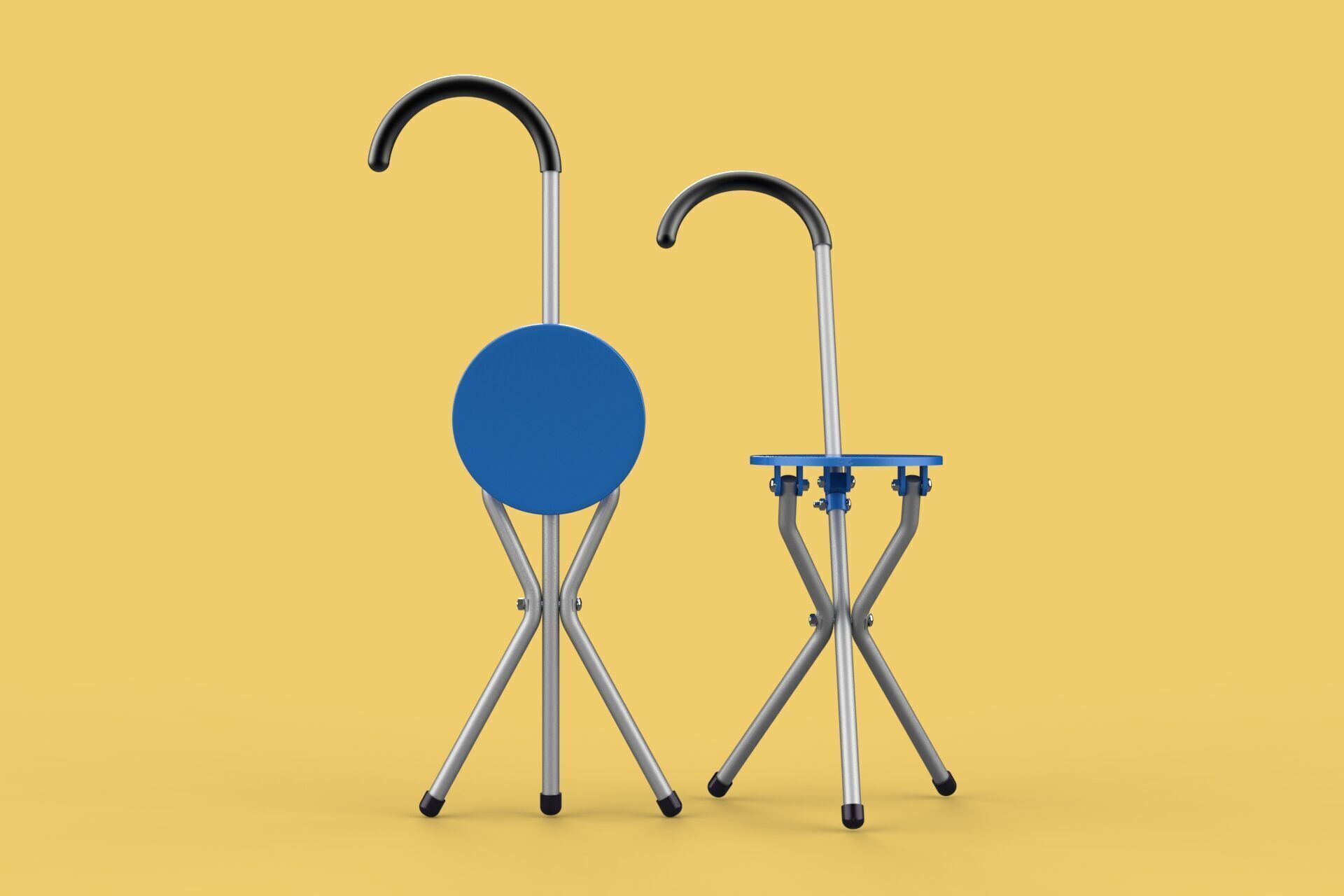 TRIPOD STICK CANE CHAIR WALKING SEAT STOOL POLE FOLDING PORTABLE 3D model_2