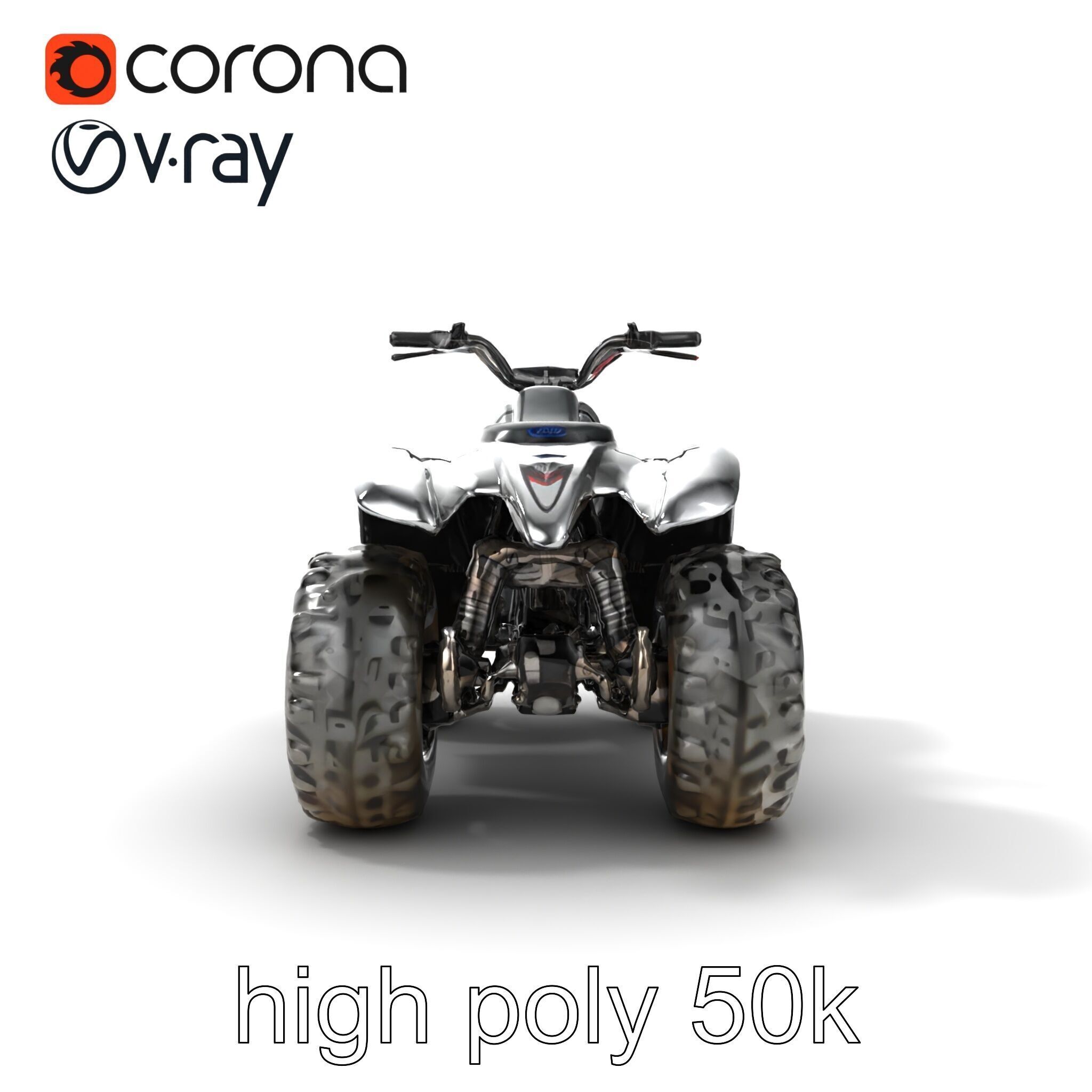 Metallic Silver Quad Bike with Oversized Tires Model Pack Low-poly 3D model_24